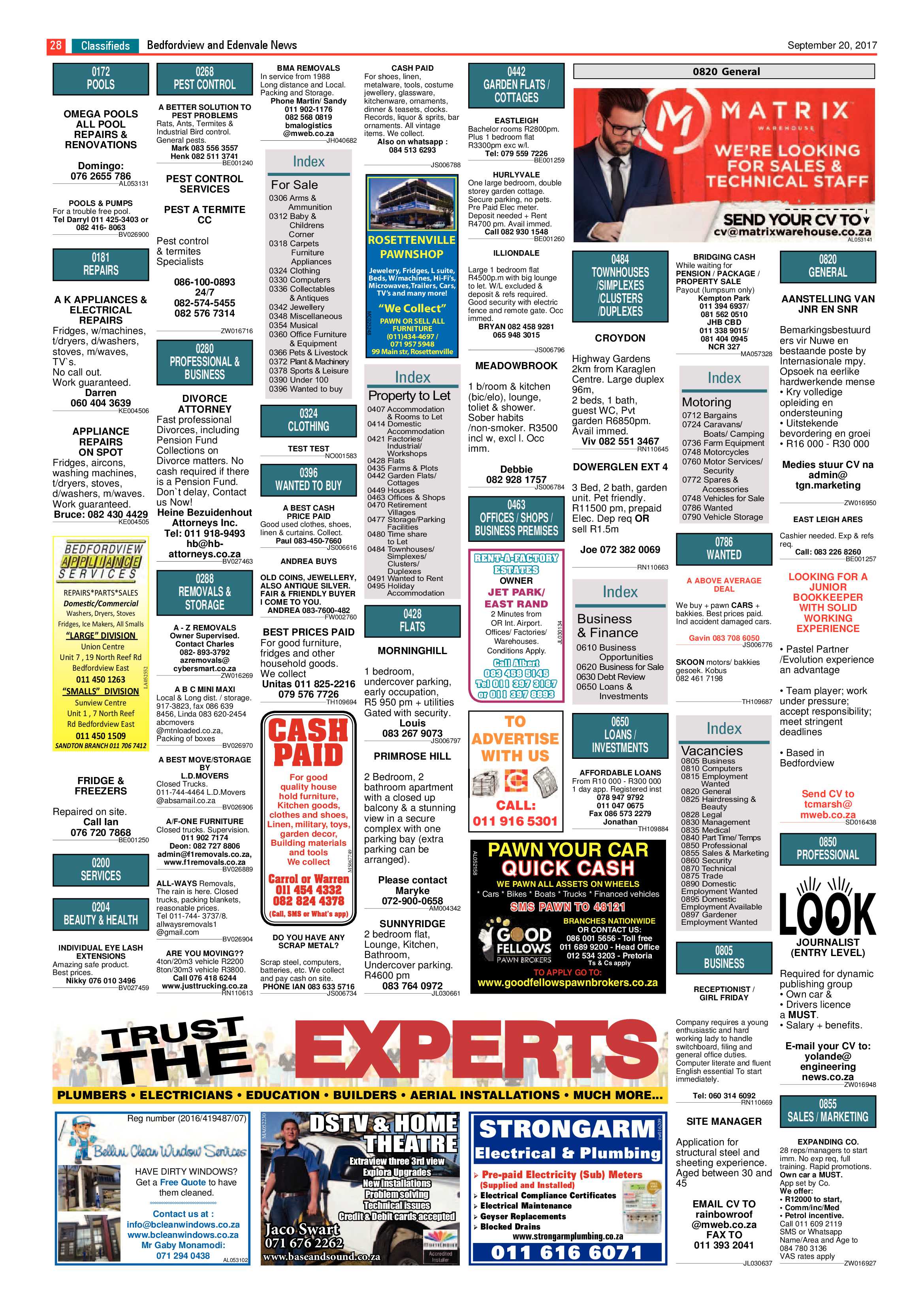 Bedfordview and Edenvale News 20 September 2017 page 28