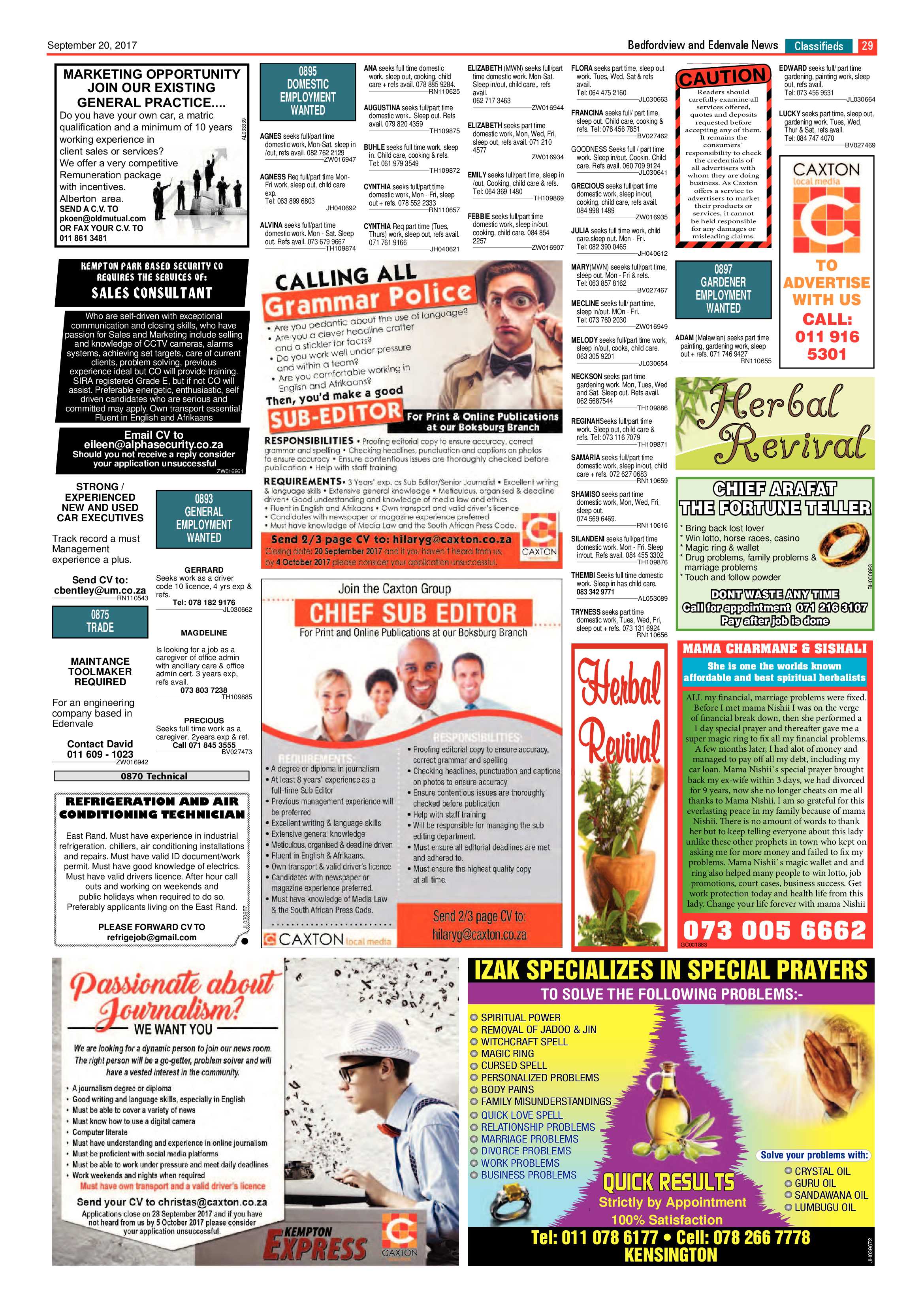Bedfordview and Edenvale News 20 September 2017 page 29