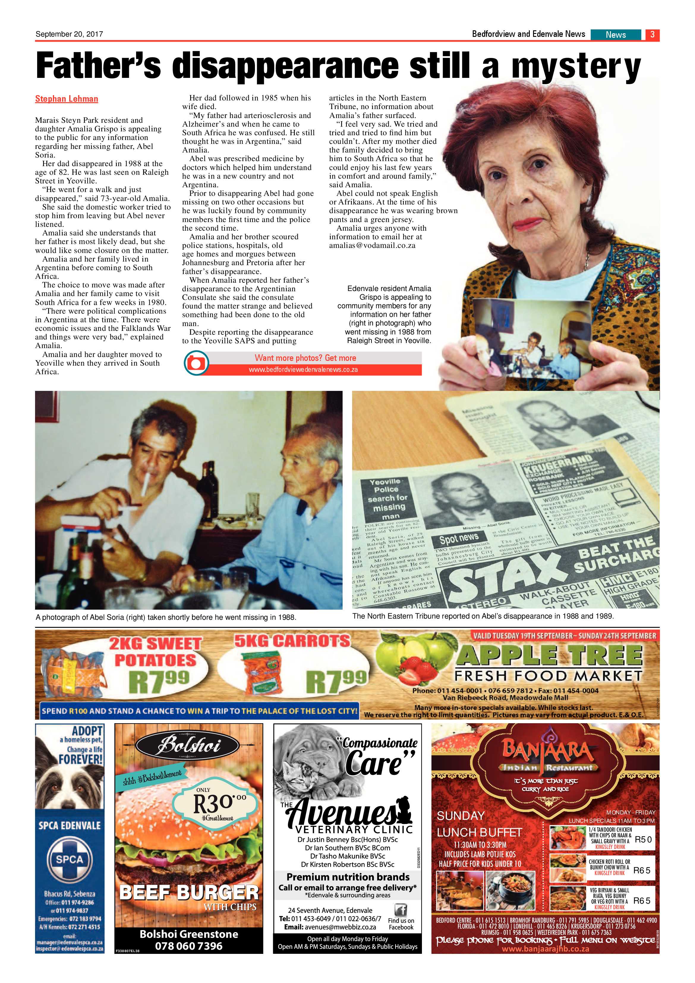 Bedfordview and Edenvale News 20 September 2017 page 3