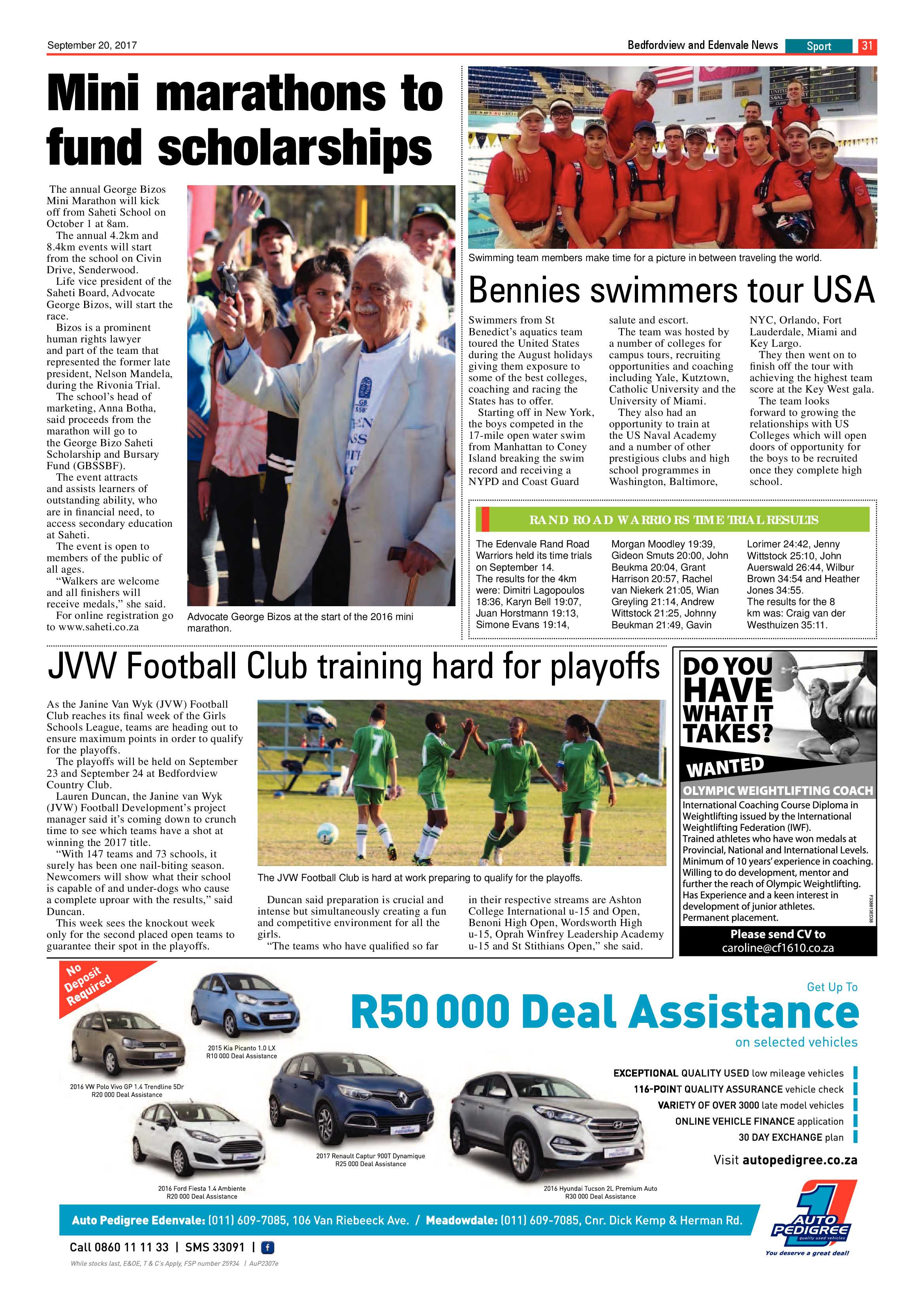 Bedfordview and Edenvale News 20 September 2017 page 31
