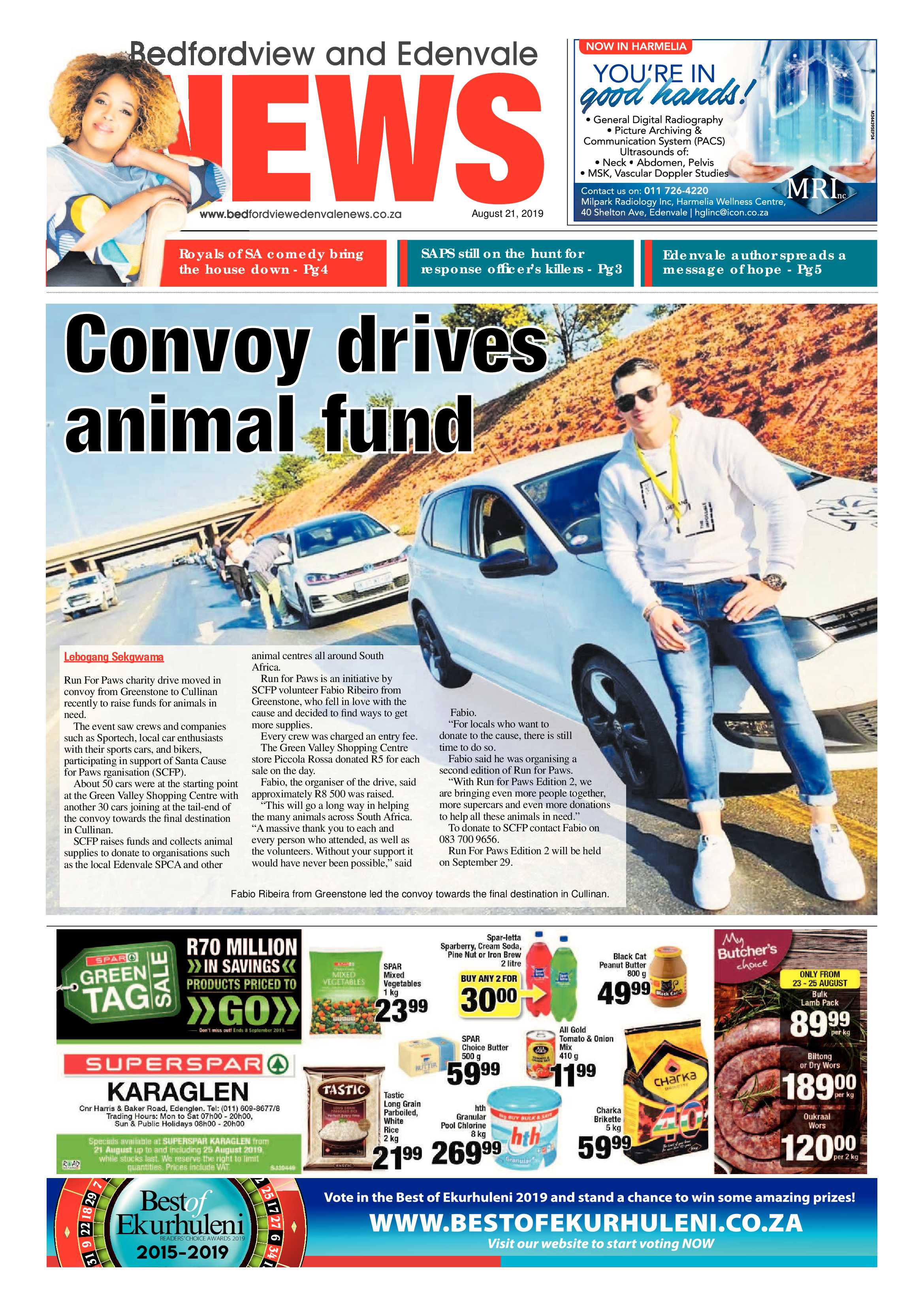 Bedfordview and Edenvale News 21 August 2019 page 1