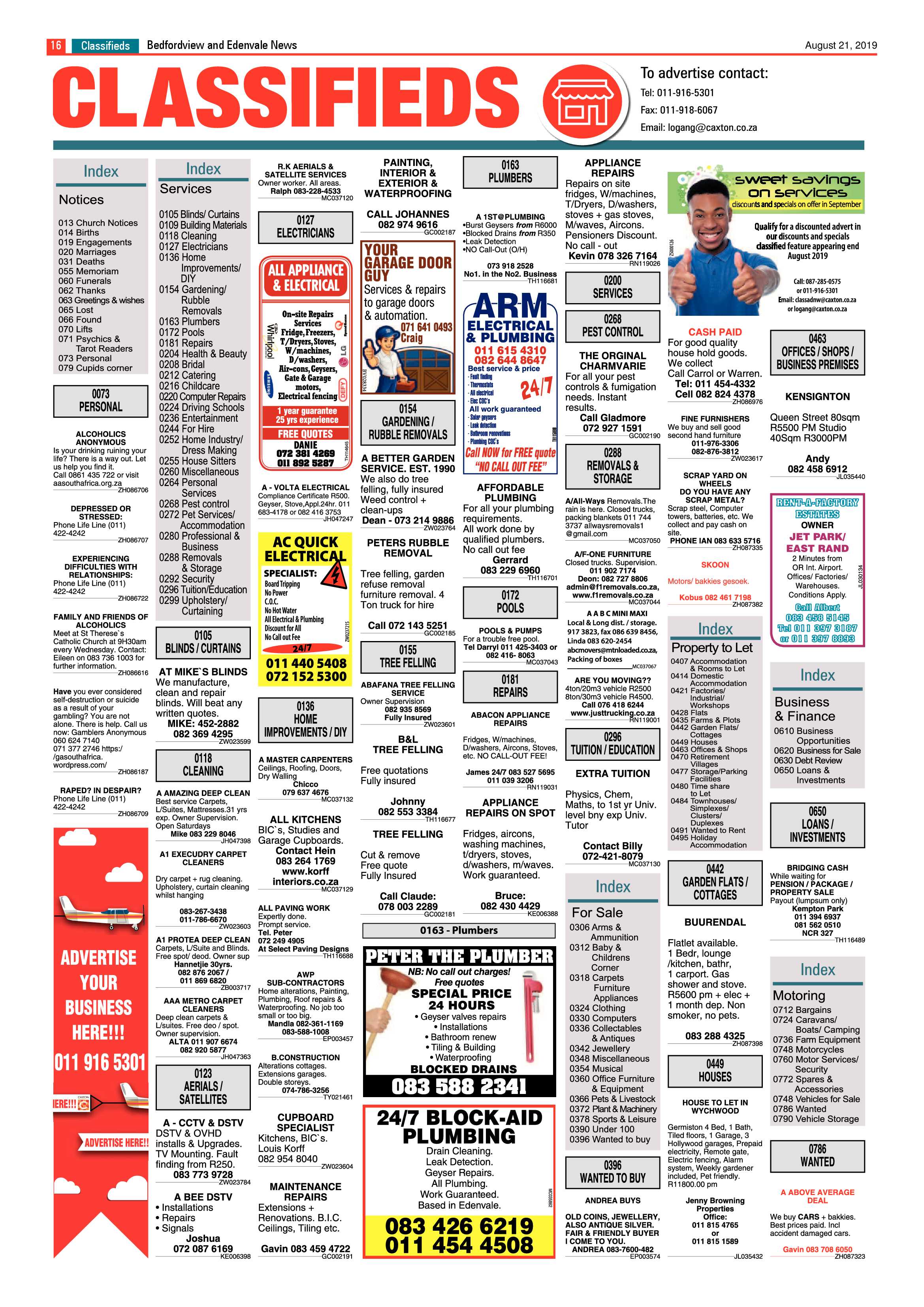 Bedfordview and Edenvale News 21 August 2019 page 16