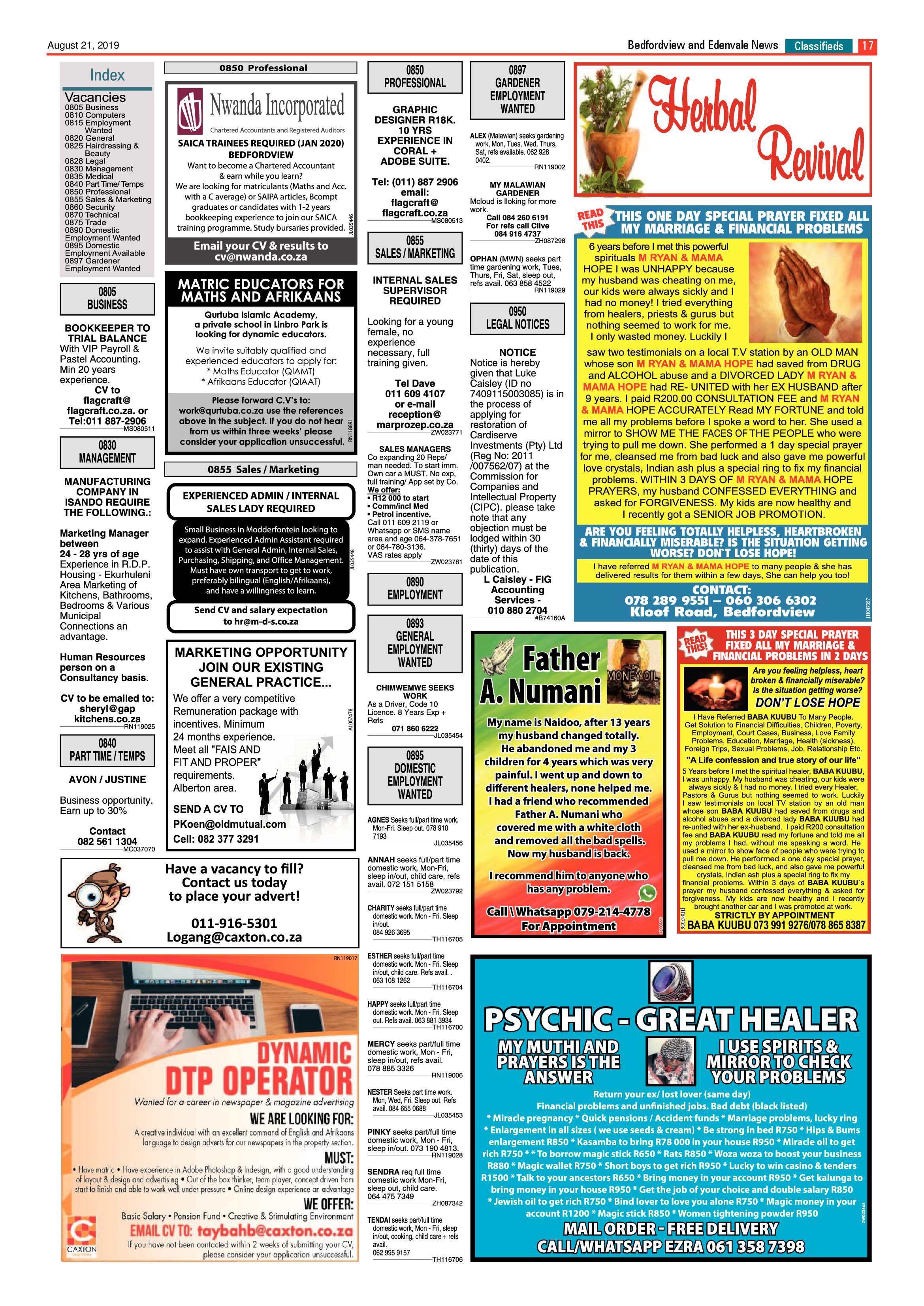 Bedfordview and Edenvale News 21 August 2019 page 17