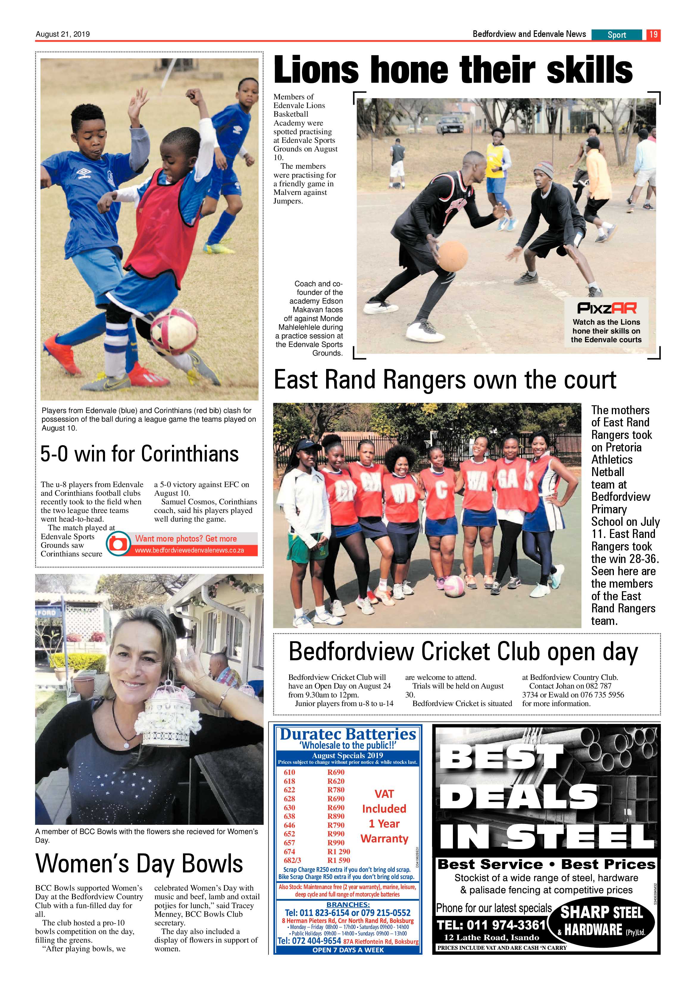 Bedfordview and Edenvale News 21 August 2019 page 19
