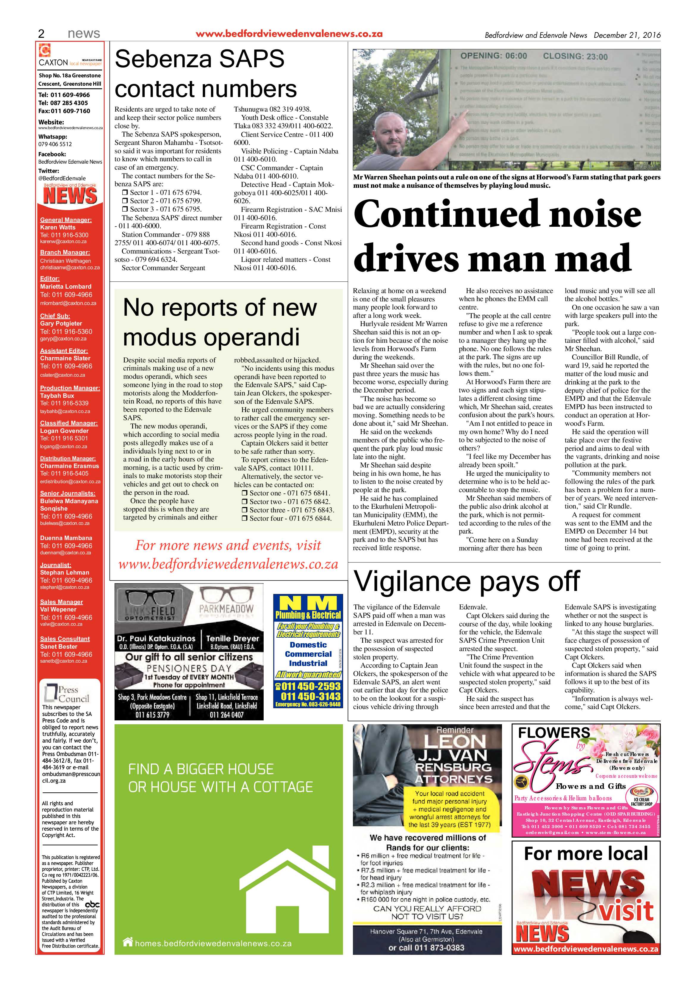 Bedfordview and Edenvale News 21 December 2016 page 2