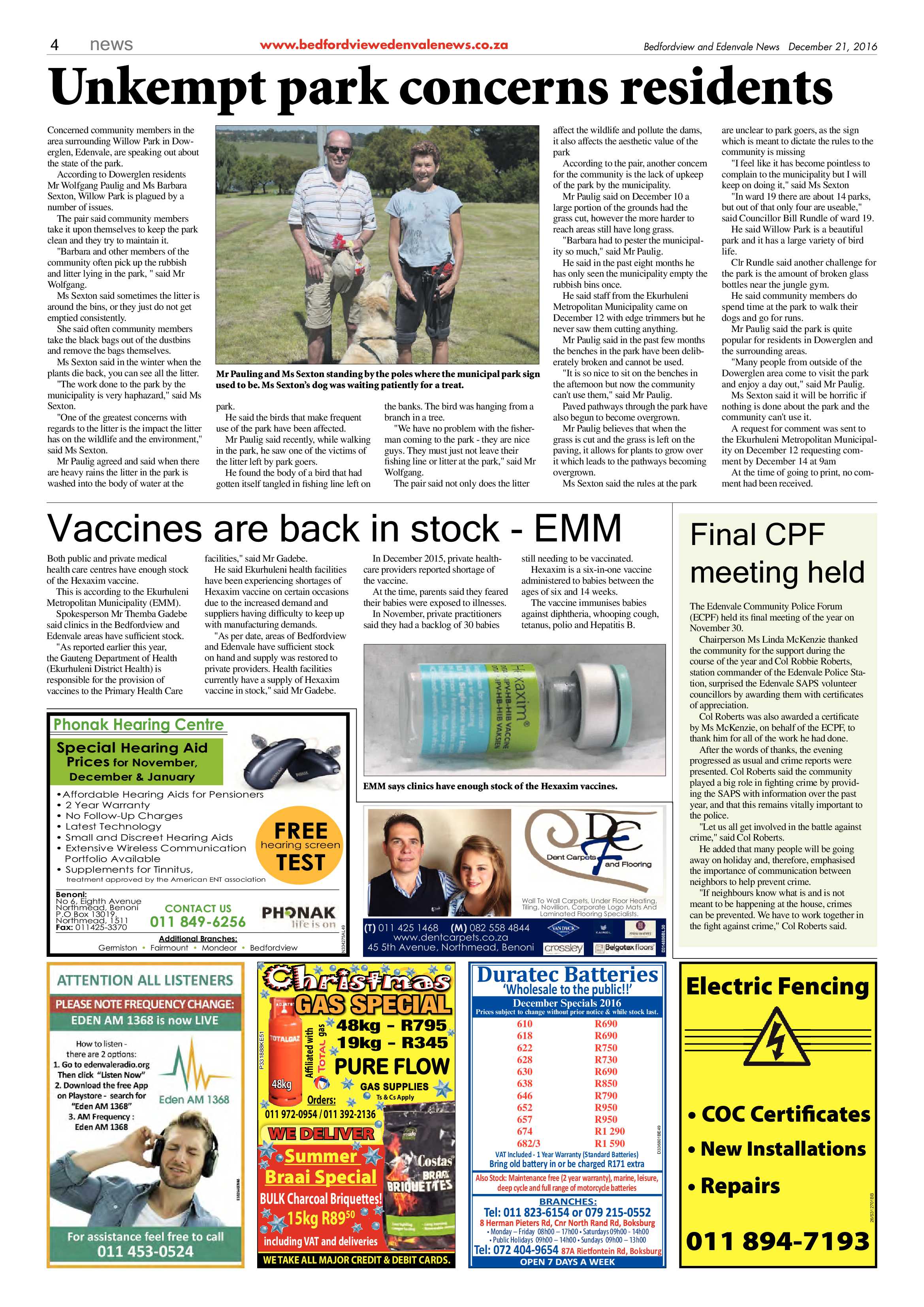 Bedfordview and Edenvale News 21 December 2016 page 4