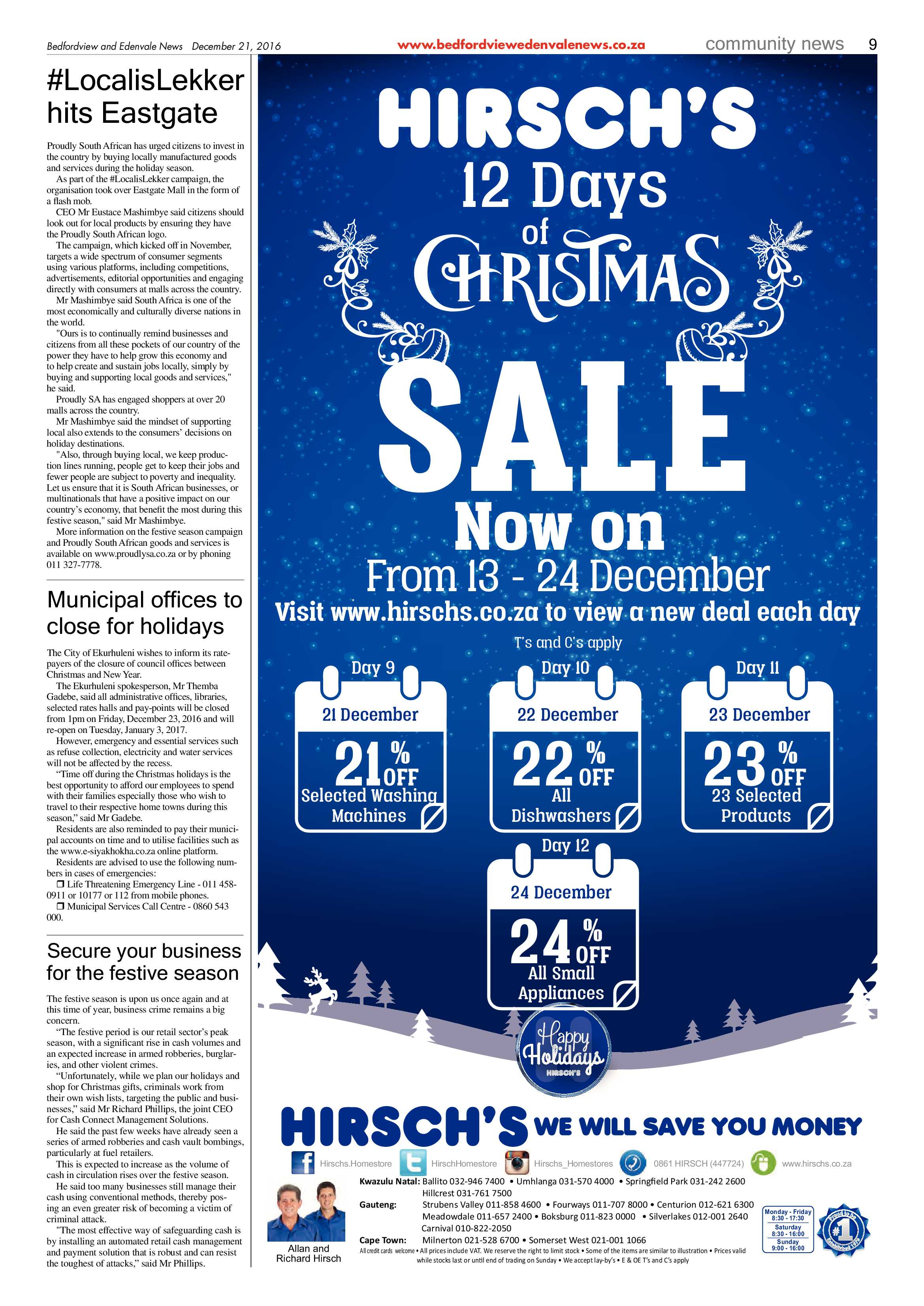 Bedfordview and Edenvale News 21 December 2016 page 9