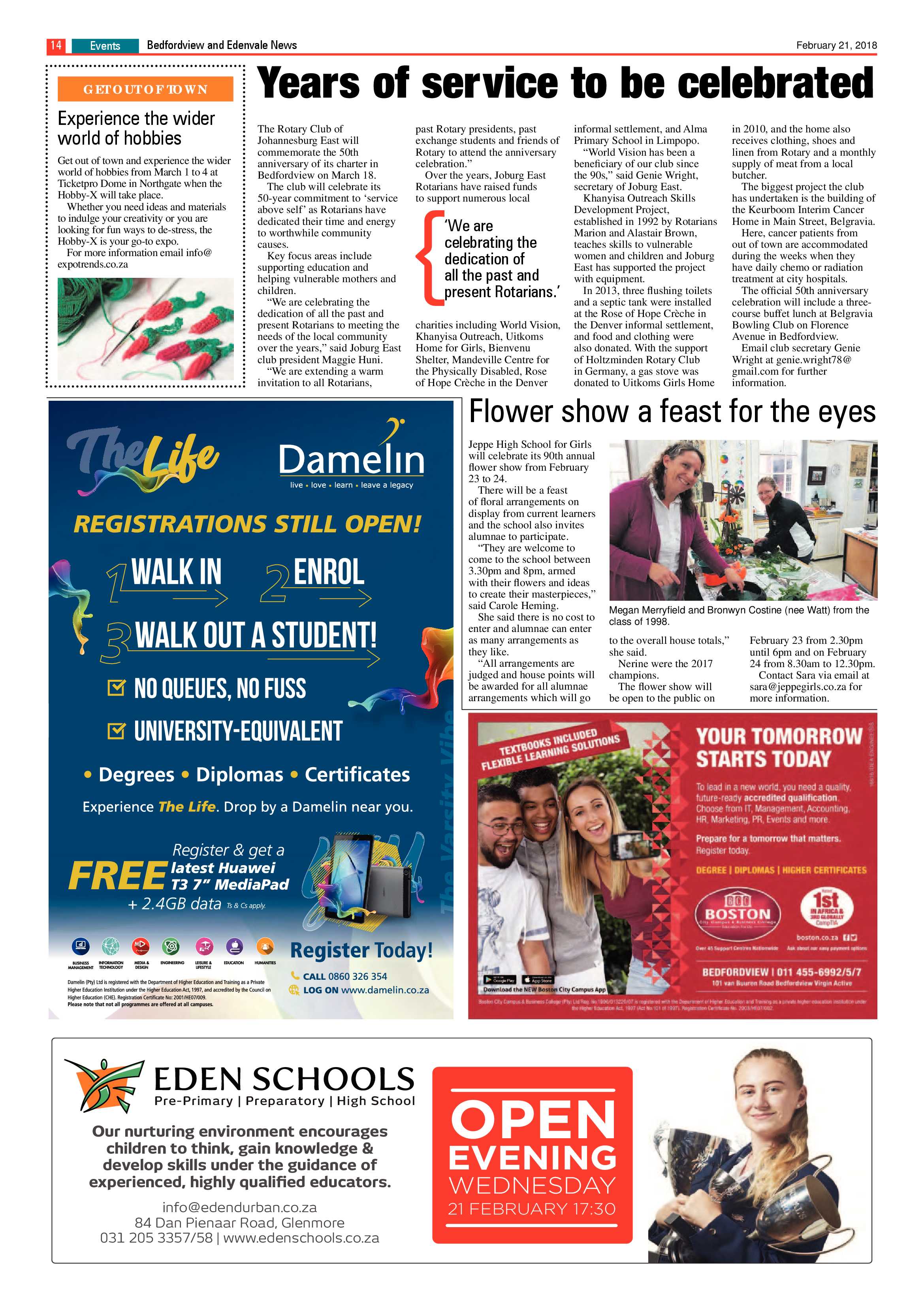 Bedfordview and Edenvale News 21 February 2018 page 14