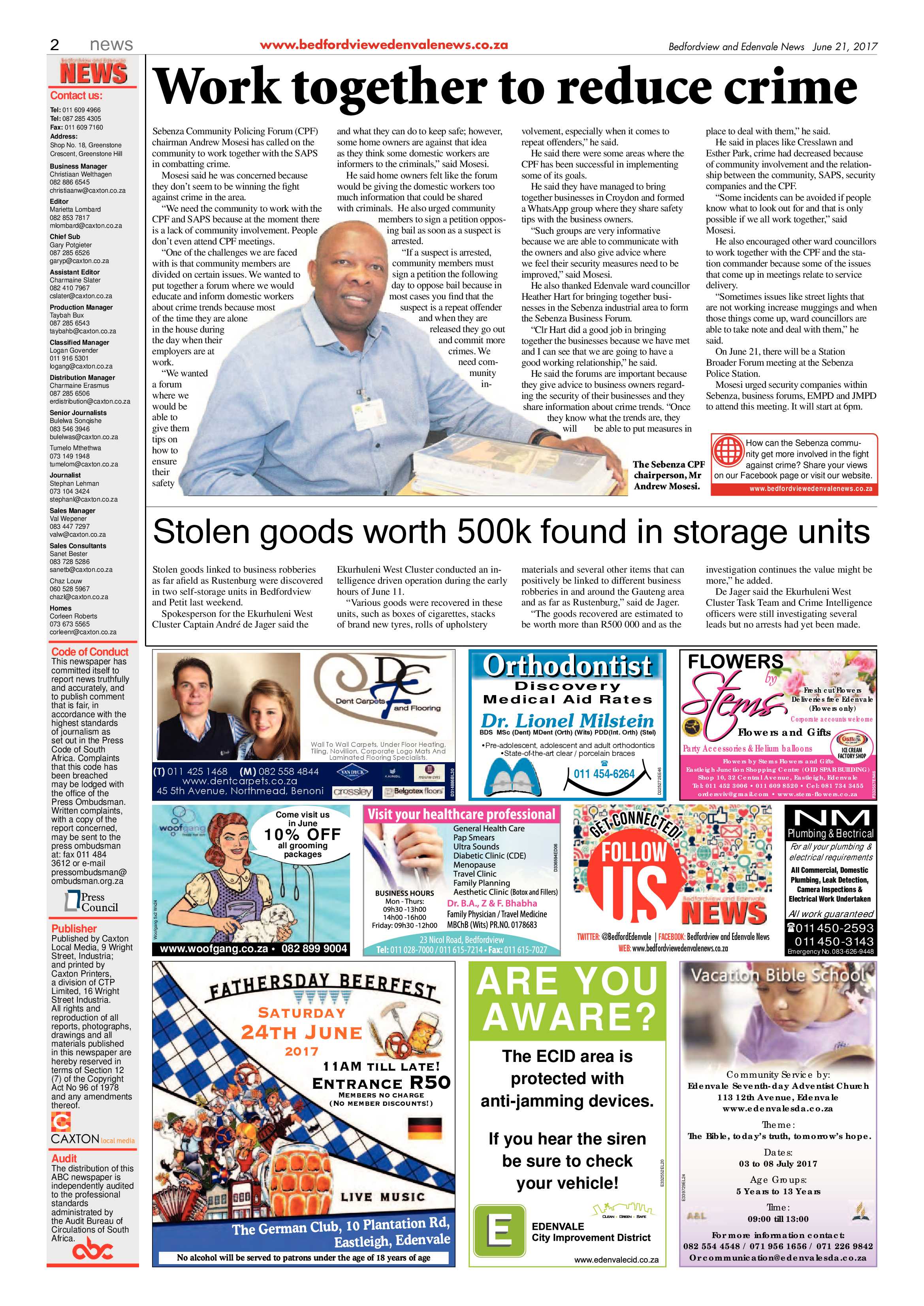 Bedfordview and Edenvale News 21 June 2017 page 2