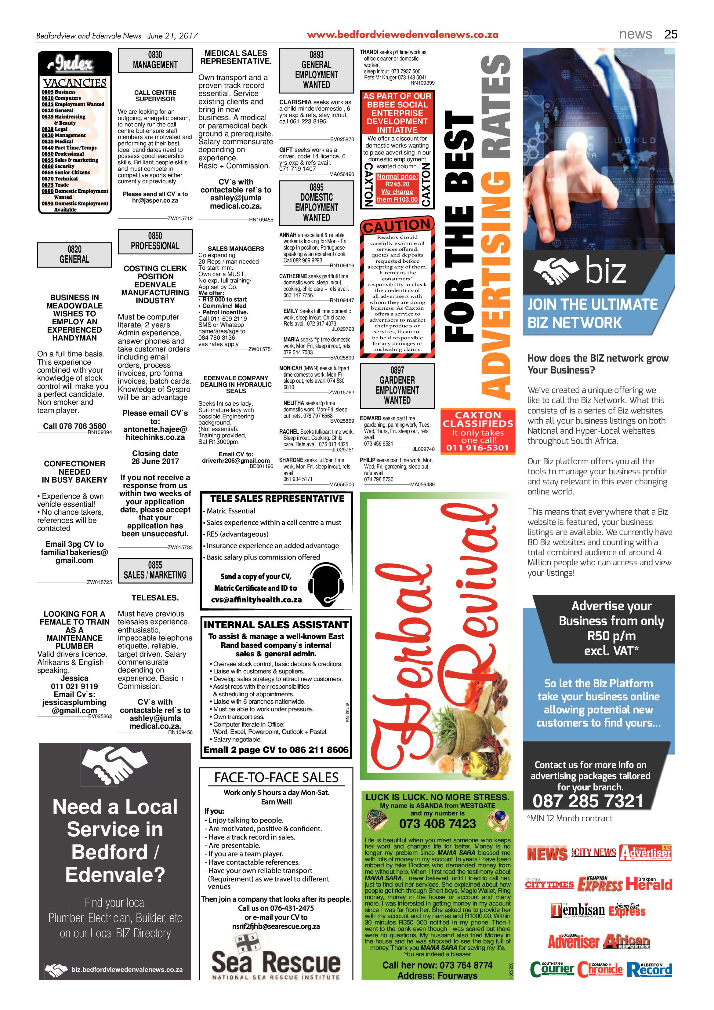Bedfordview and Edenvale News 21 June 2017 page 25