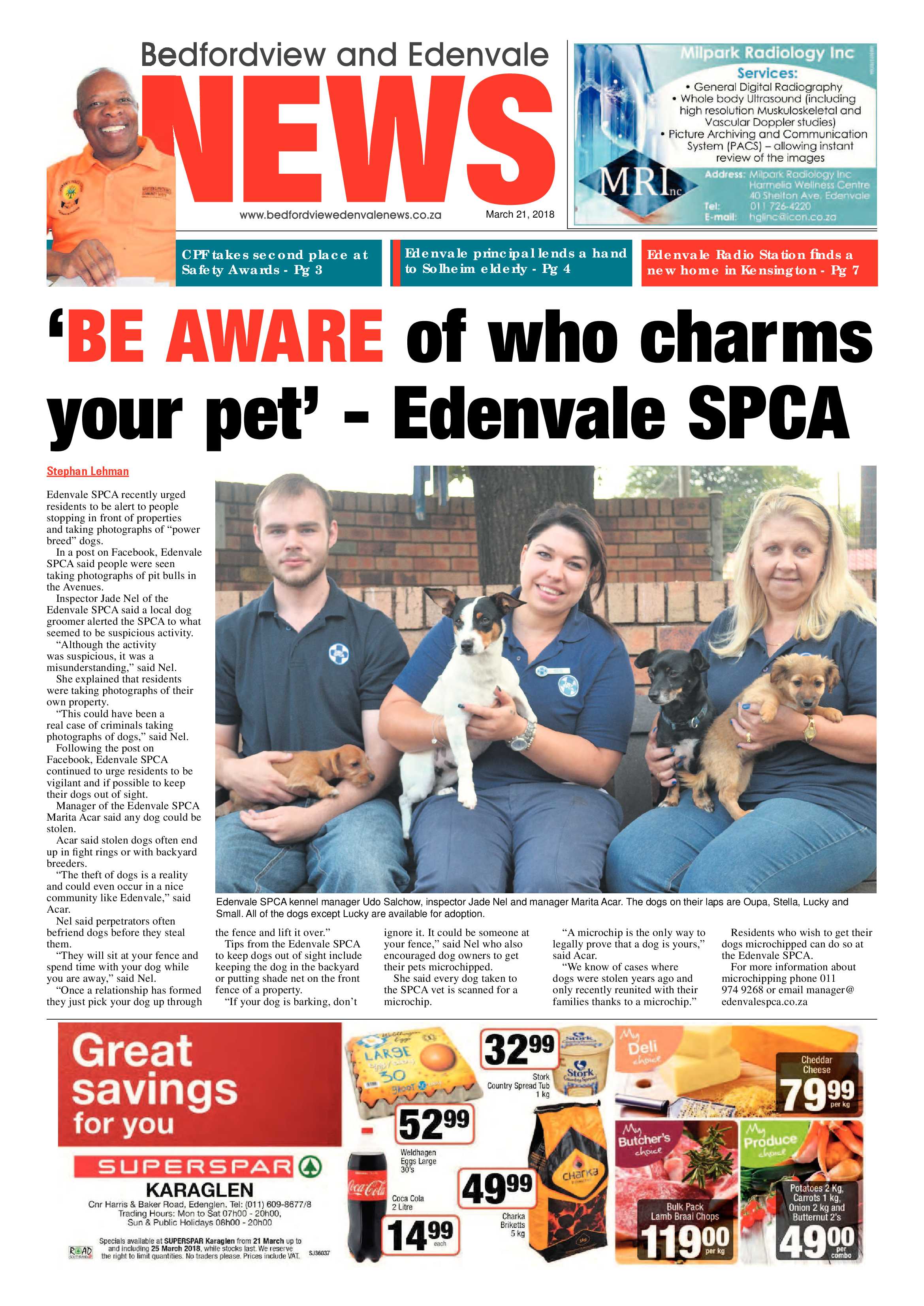 Bedfordview and Edenvale News 21 March 2018 page 1