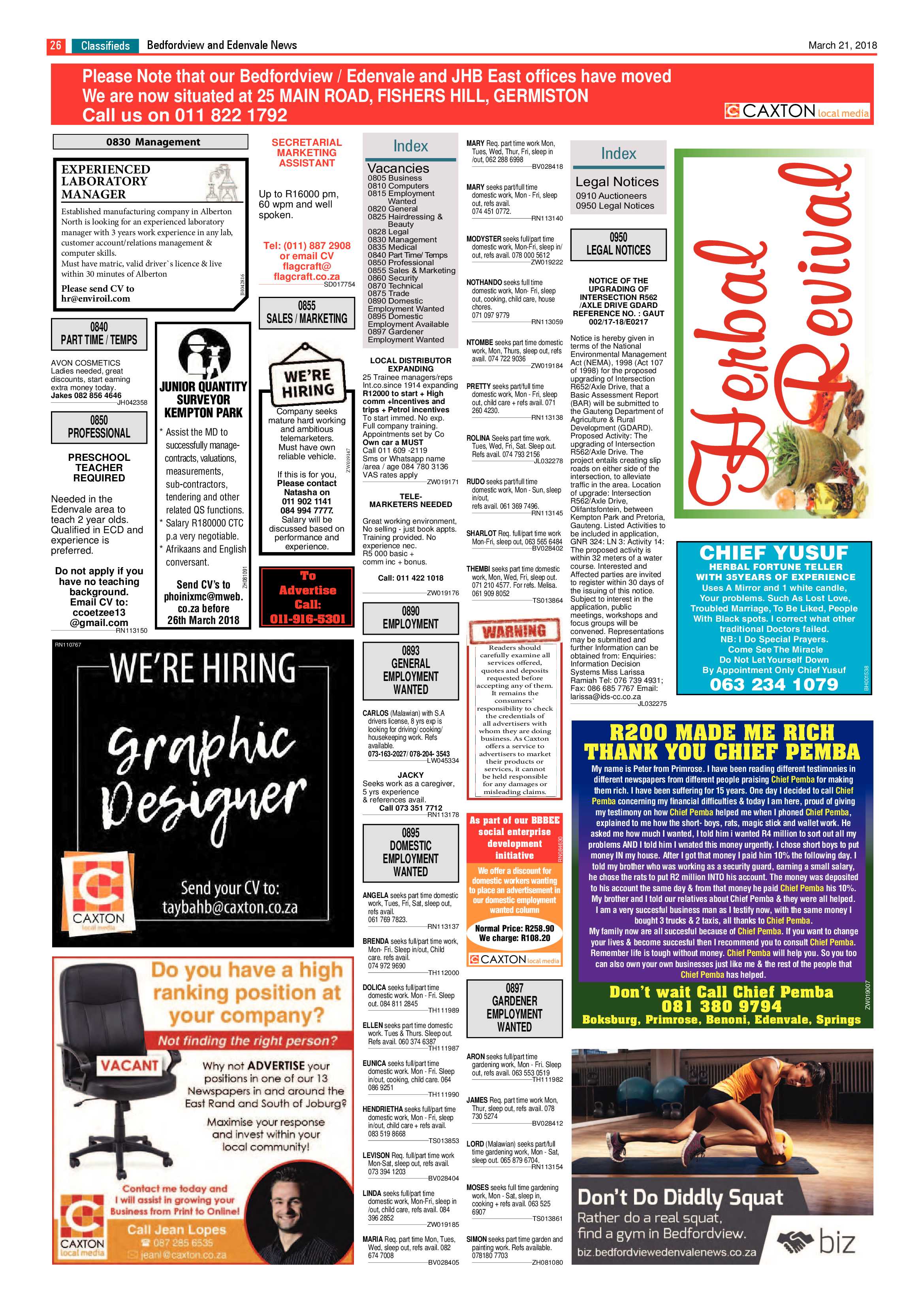 Bedfordview and Edenvale News 21 March 2018 page 26