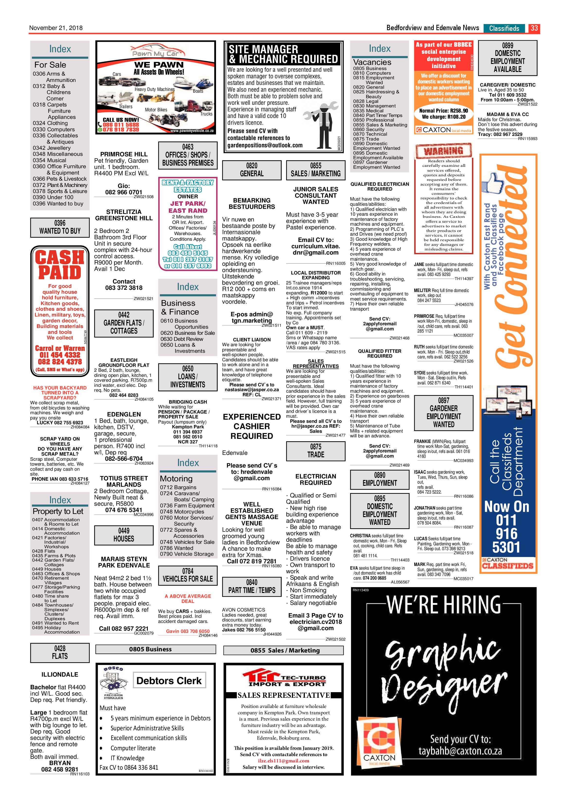 Bedfordview and Edenvale News 21 November 2018 page 33