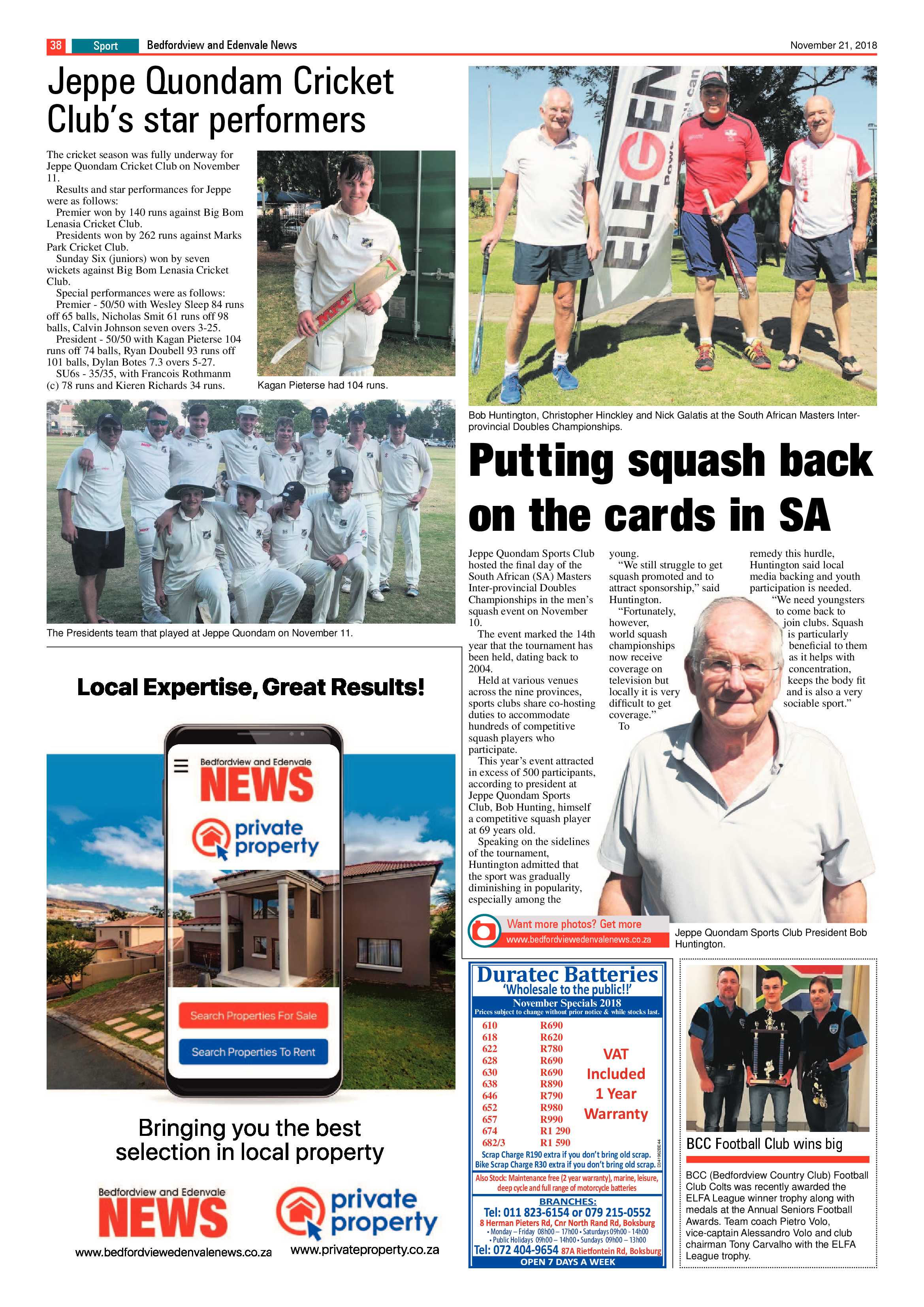 Bedfordview and Edenvale News 21 November 2018 page 38