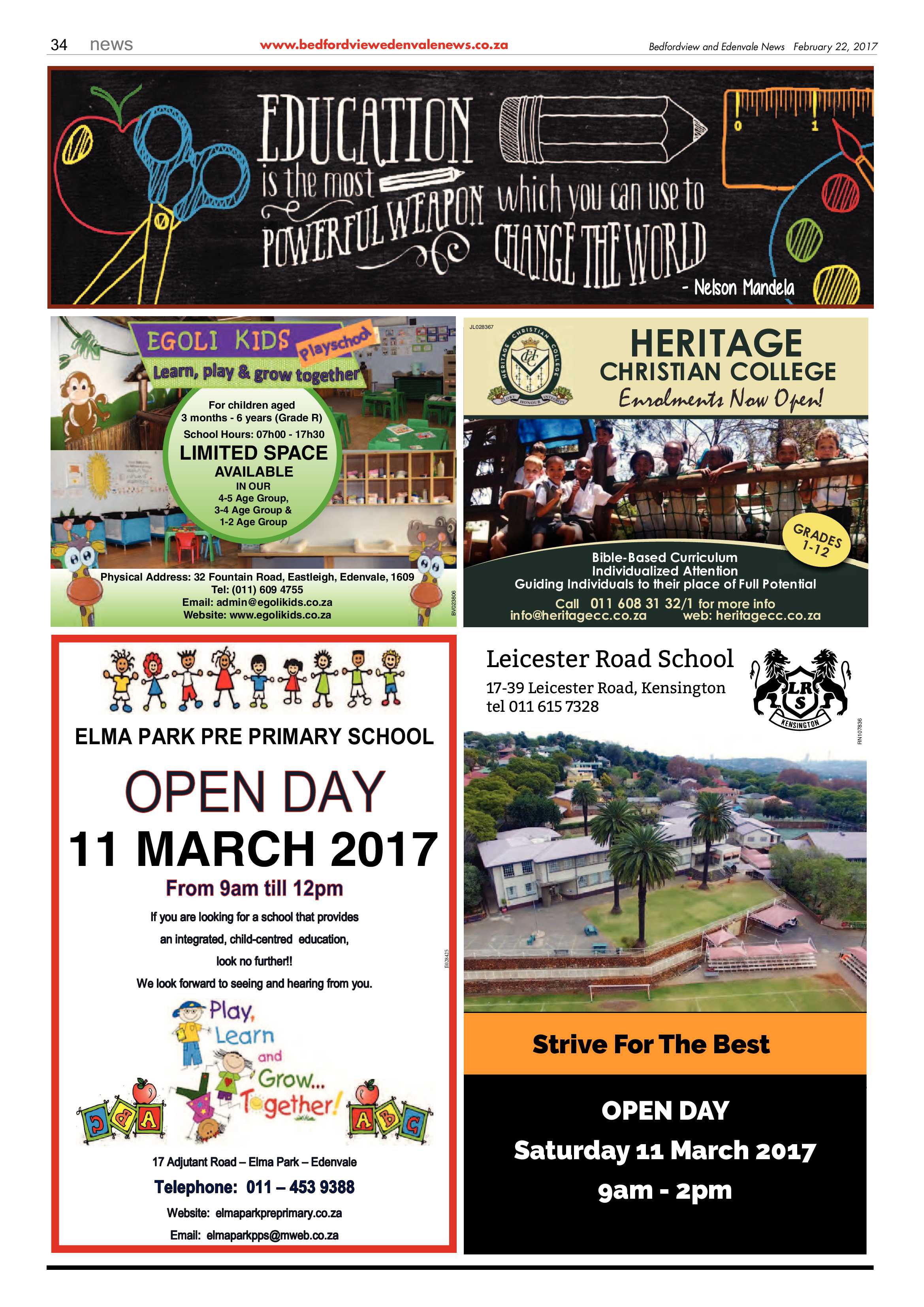 Bedfordview and Edenvale News 22 February 2017 page 34