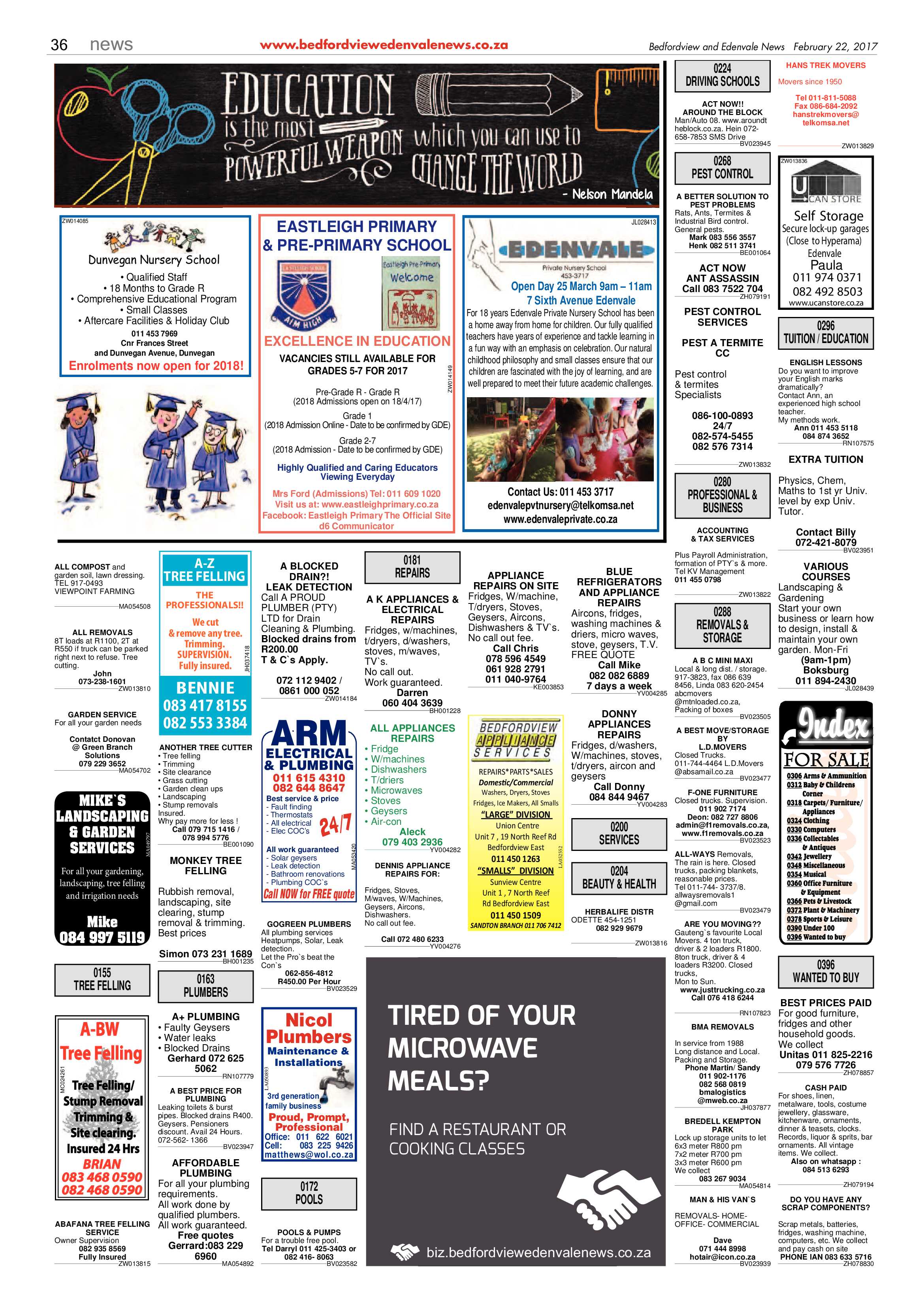 Bedfordview and Edenvale News 22 February 2017 page 36