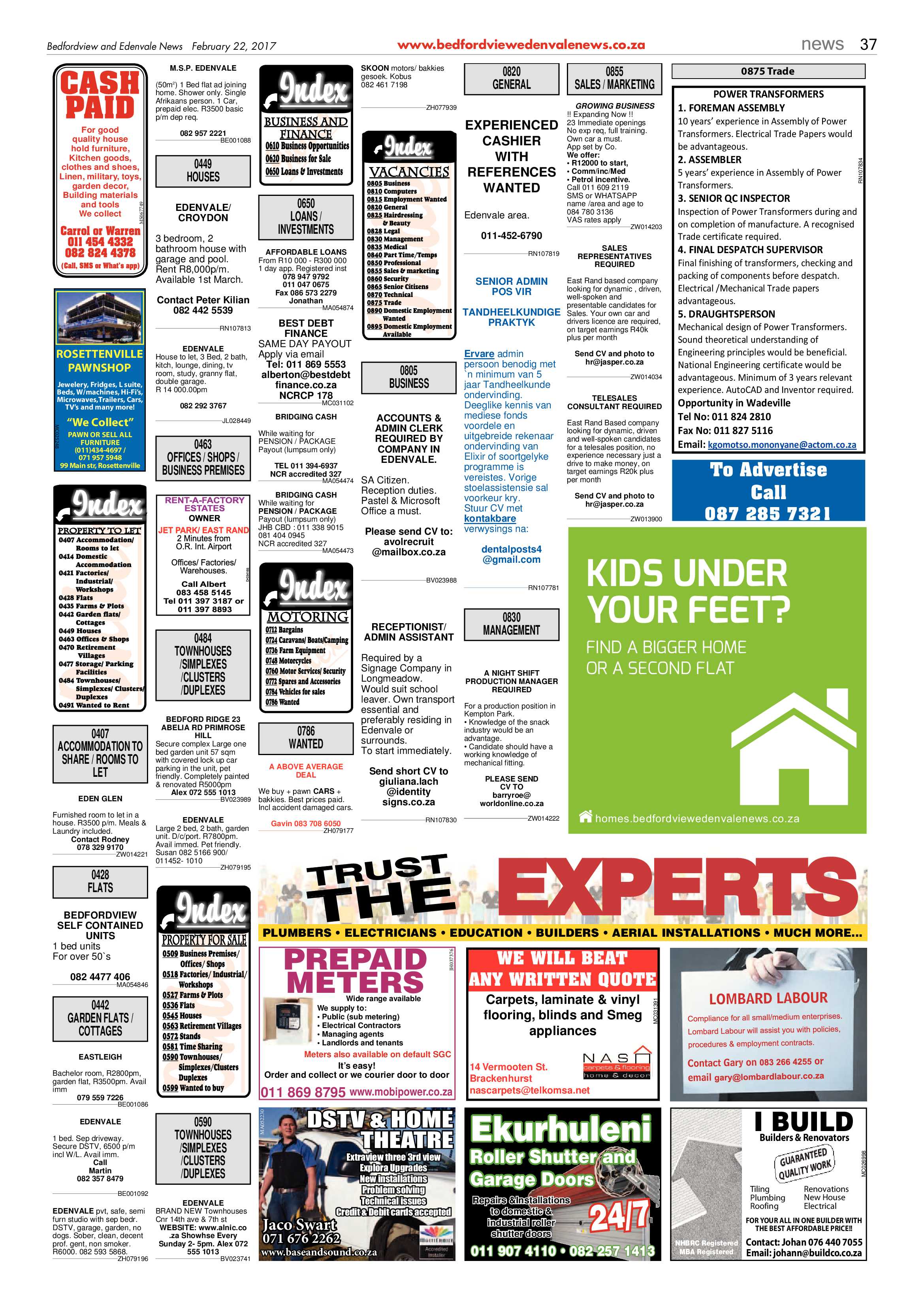 Bedfordview and Edenvale News 22 February 2017 page 37