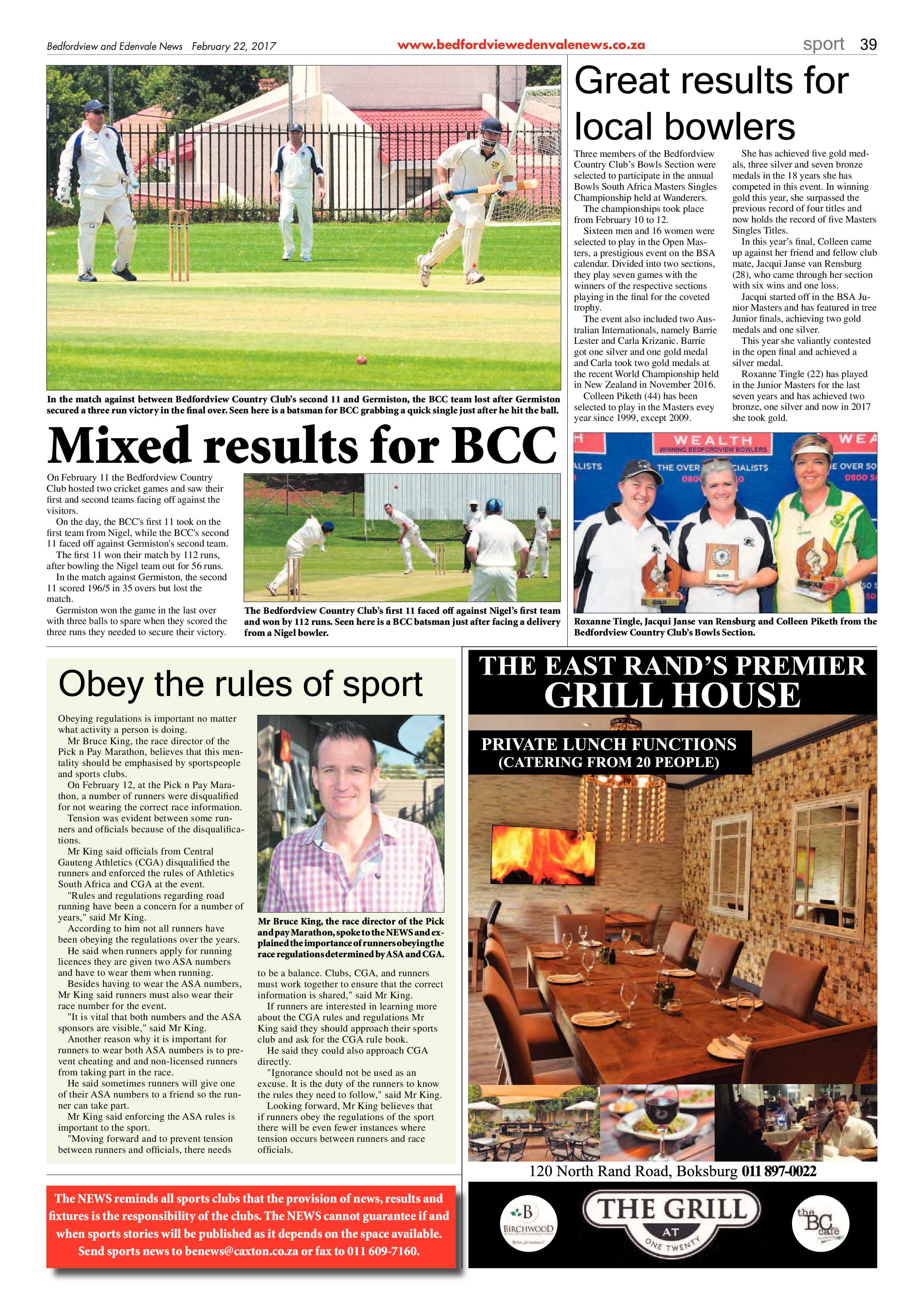 Bedfordview and Edenvale News 22 February 2017 page 39