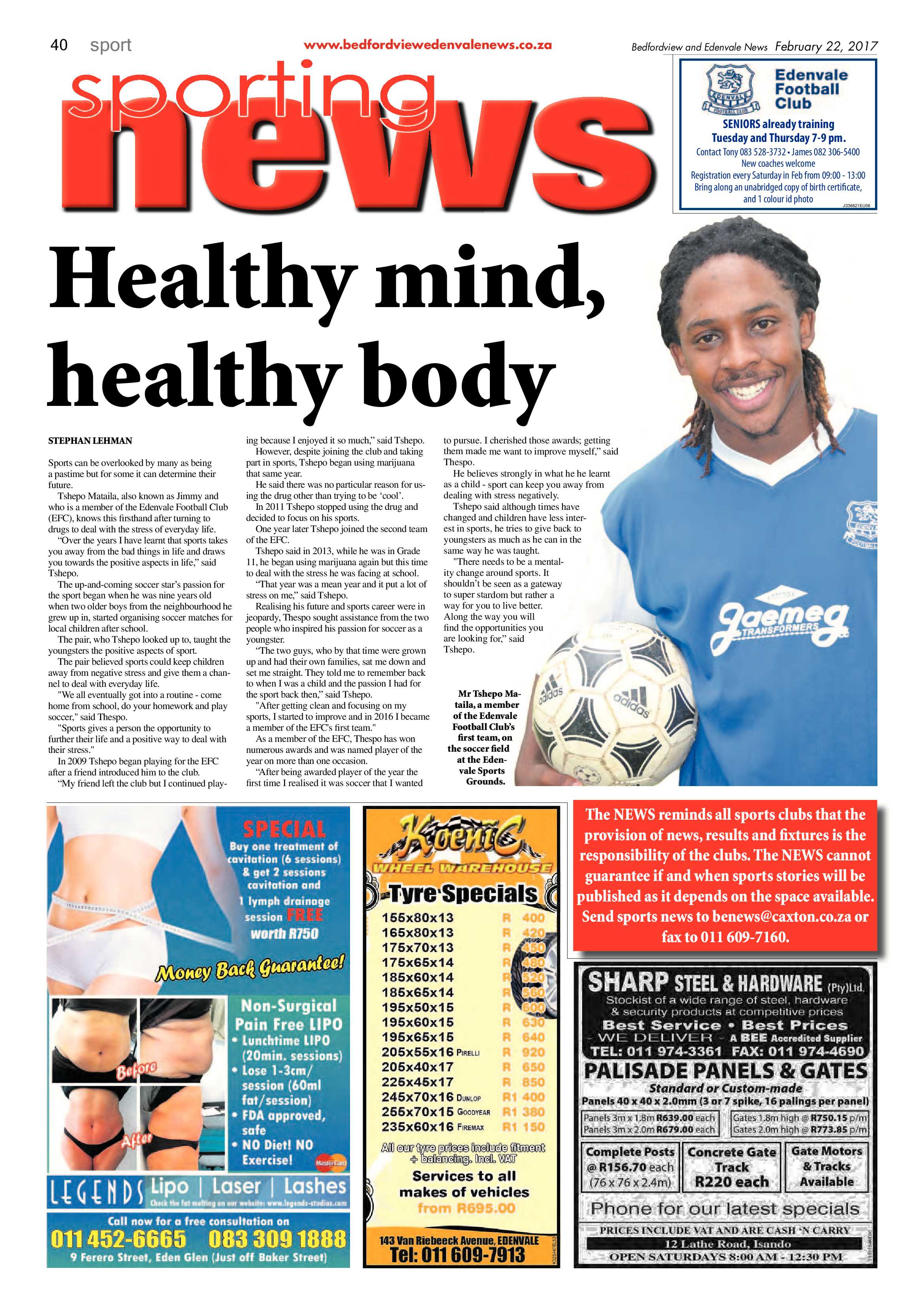 Bedfordview and Edenvale News 22 February 2017 page 40