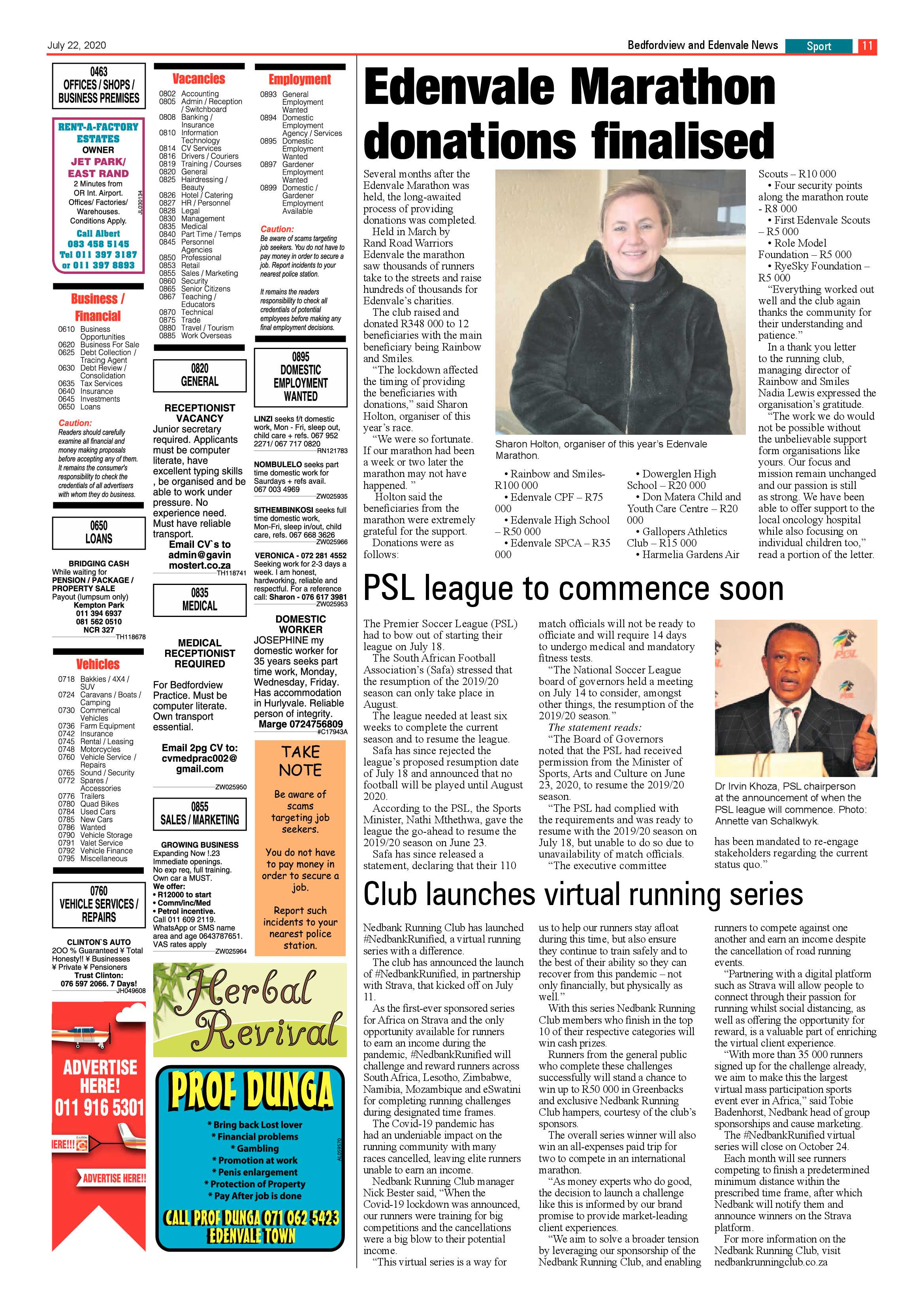 Bedfordview and Edenvale News 22 July 2020 page 11