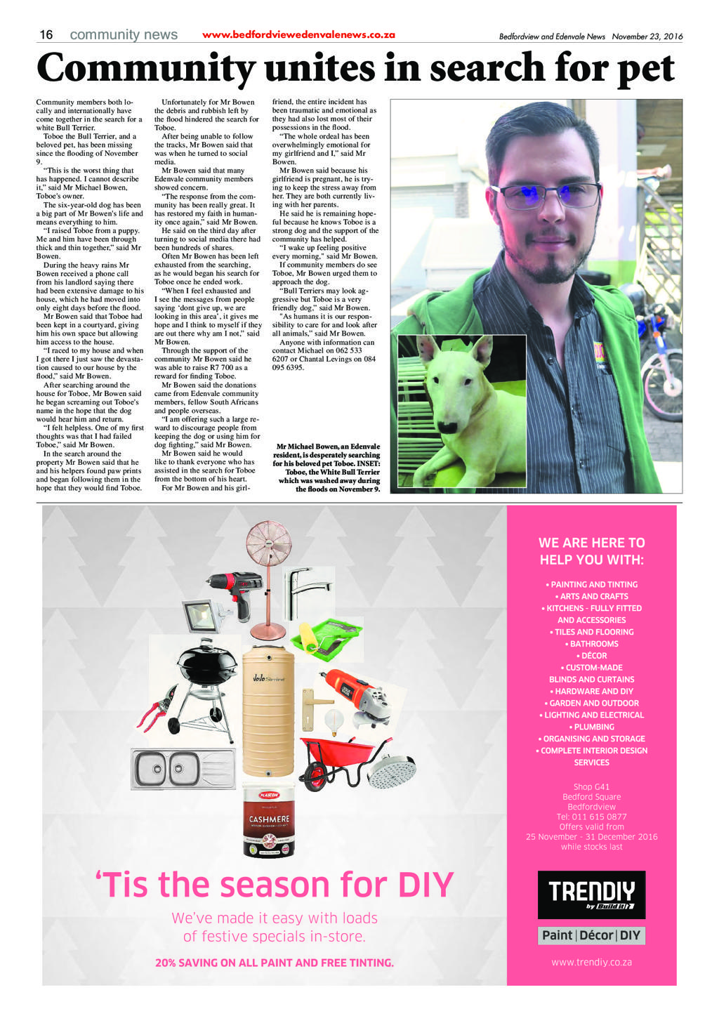 Bedfordview and Edenvale News 23 November 2016 page 16