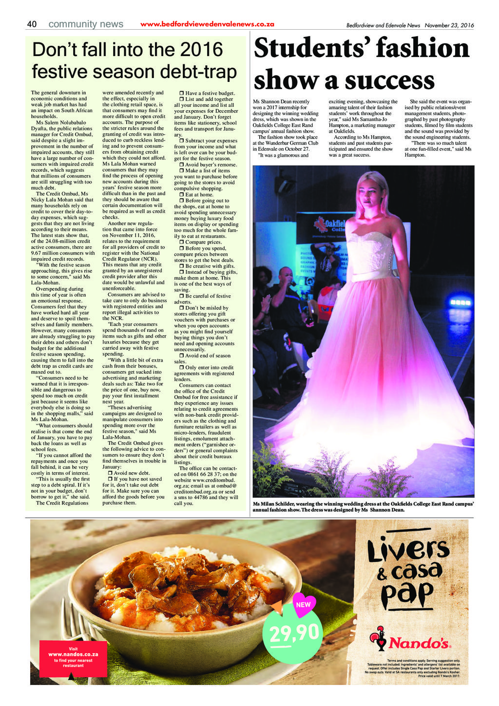Bedfordview and Edenvale News 23 November 2016 page 40