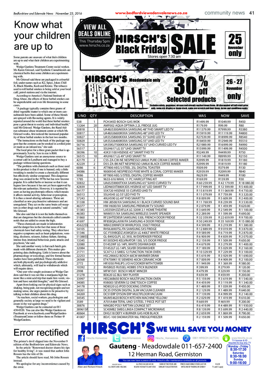 Bedfordview and Edenvale News 23 November 2016 page 41