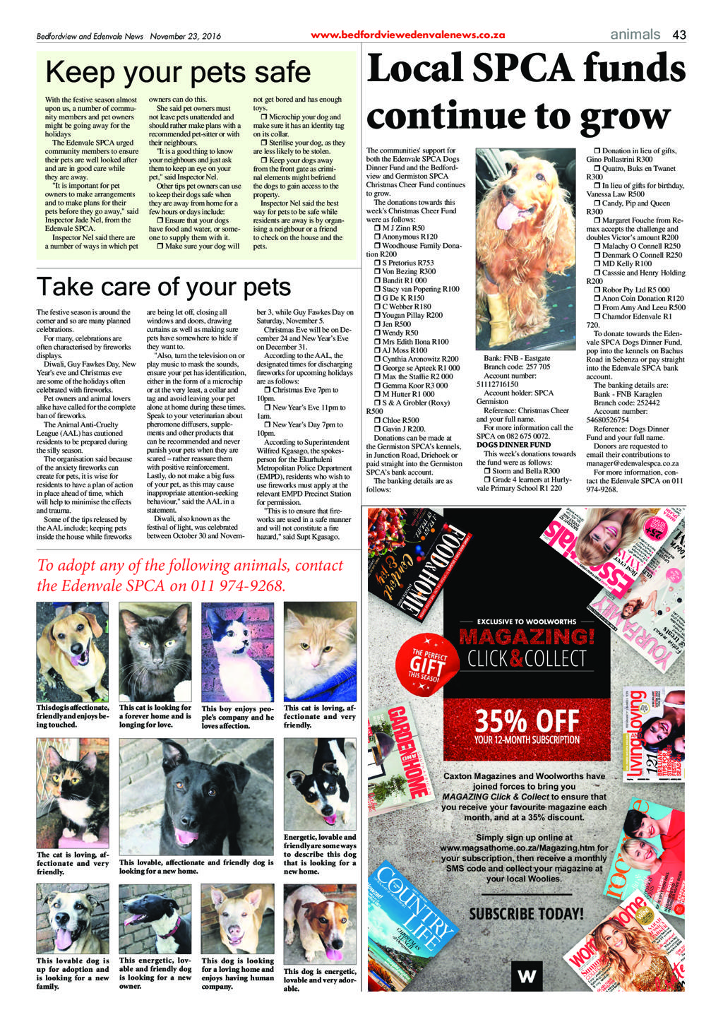 Bedfordview and Edenvale News 23 November 2016 page 43
