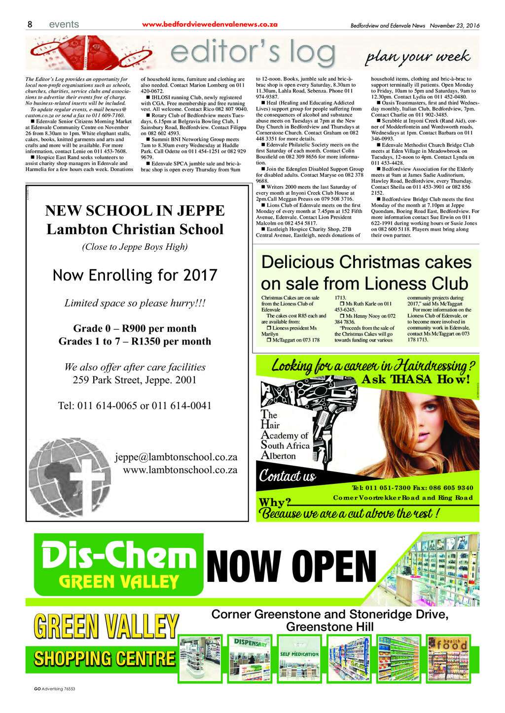 Bedfordview and Edenvale News 23 November 2016 page 8