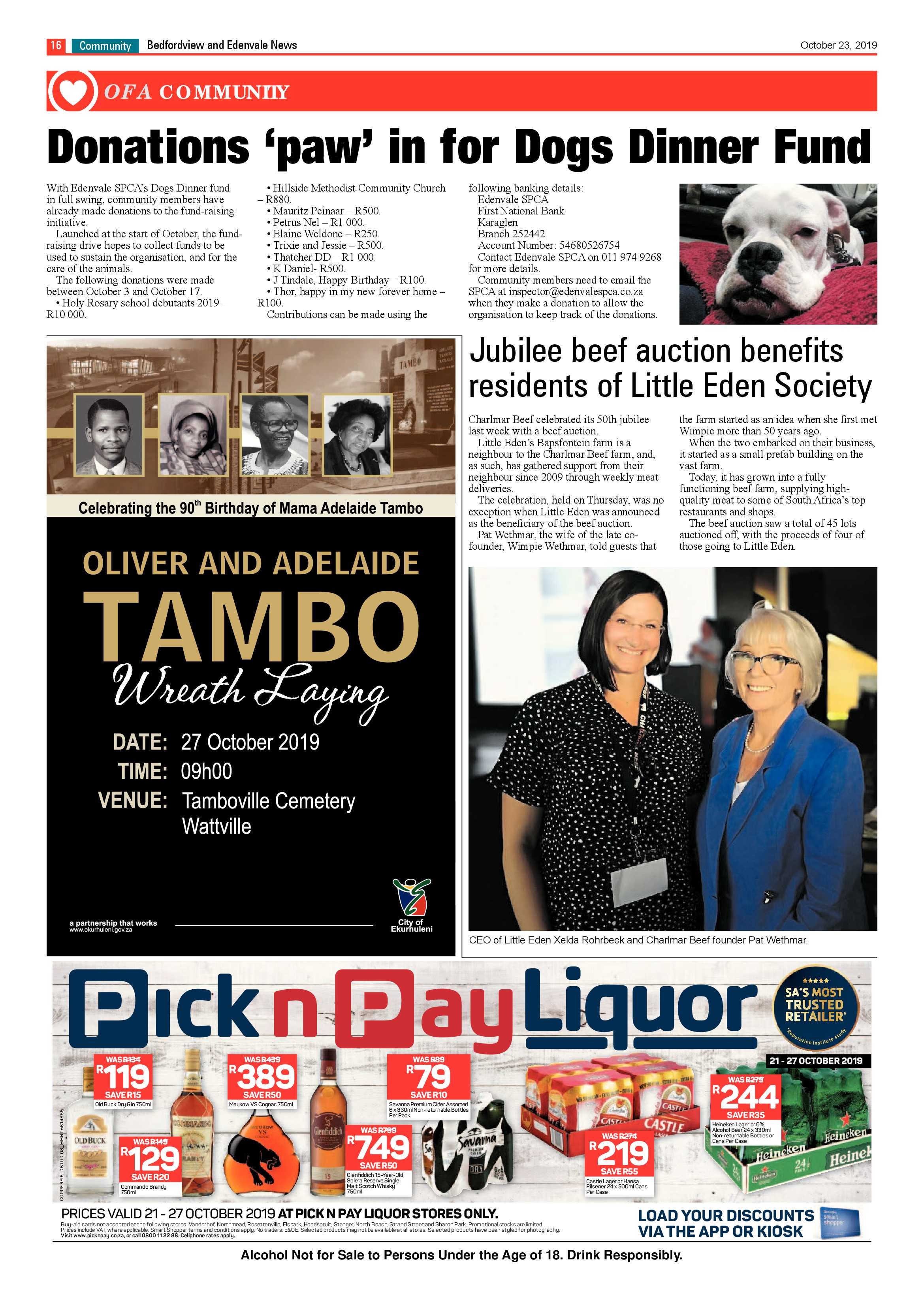 Bedfordview and Edenvale News 23 October 2019 page 16