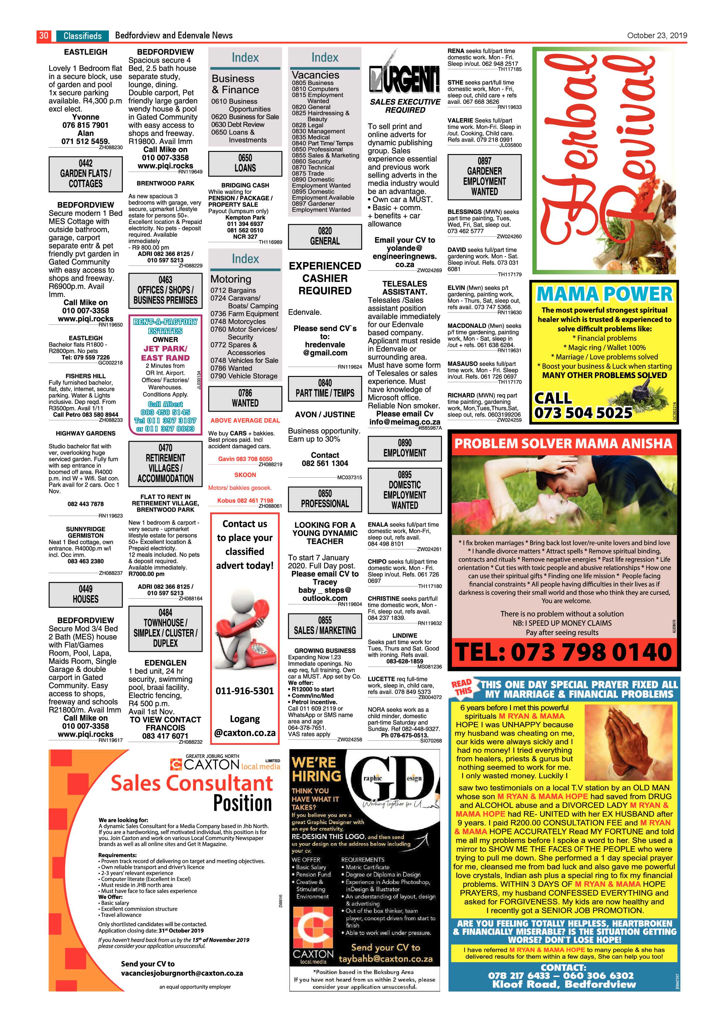 Bedfordview and Edenvale News 23 October 2019 page 30