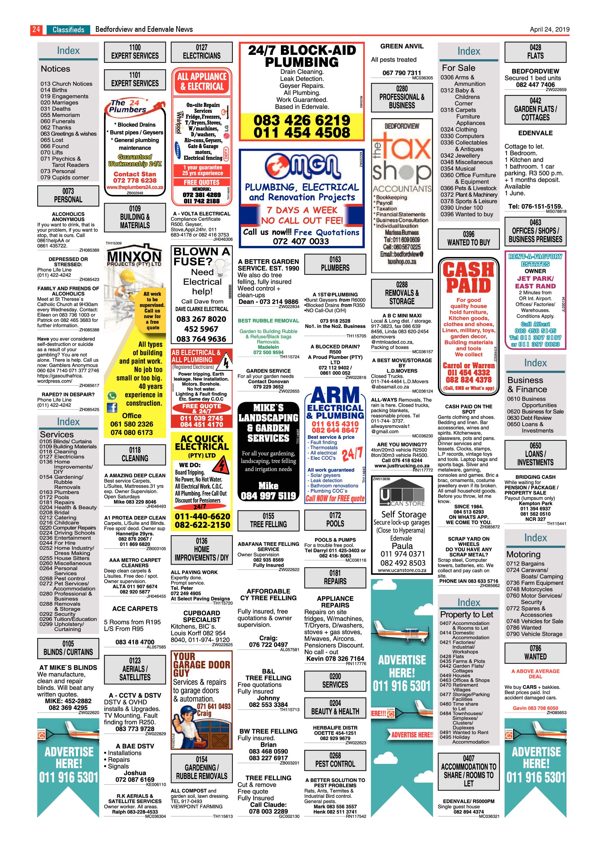 Bedfordview and Edenvale News 24 April 2019 page 24