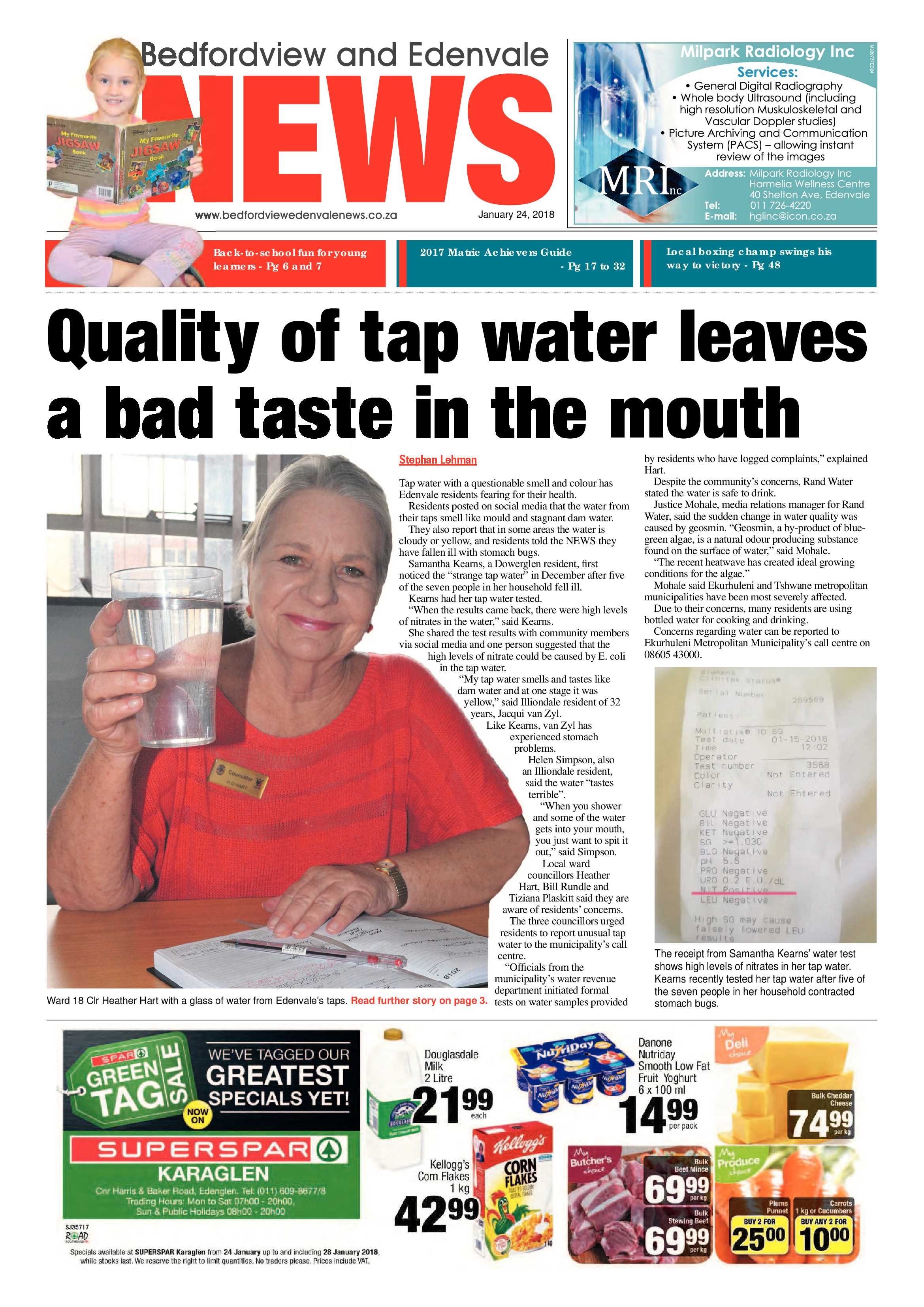 Bedfordview and Edenvale News 24 January 2018 page 1