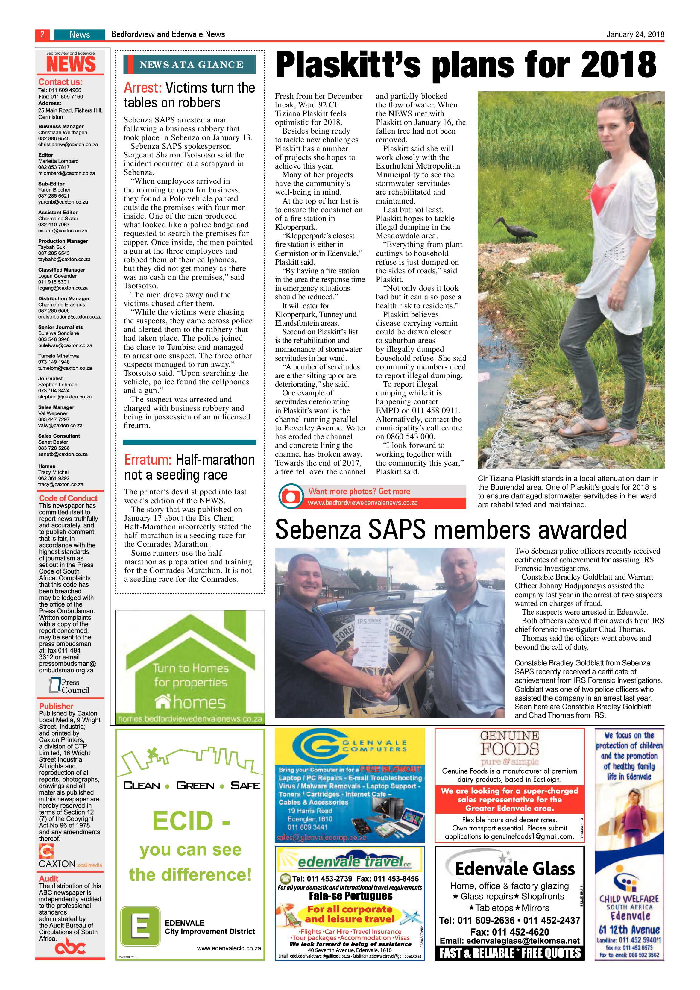 Bedfordview and Edenvale News 24 January 2018 page 2