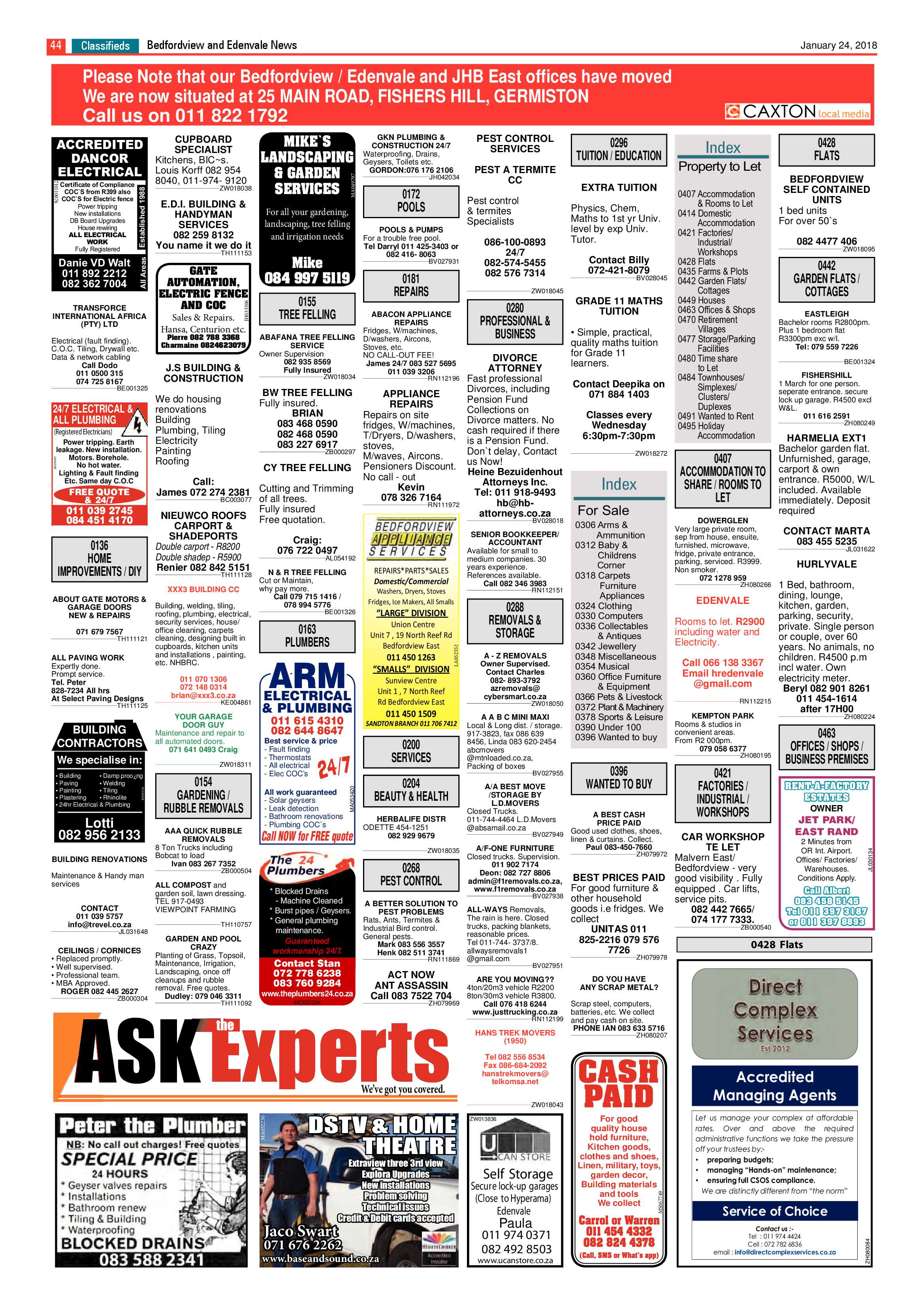 Bedfordview and Edenvale News 24 January 2018 page 44