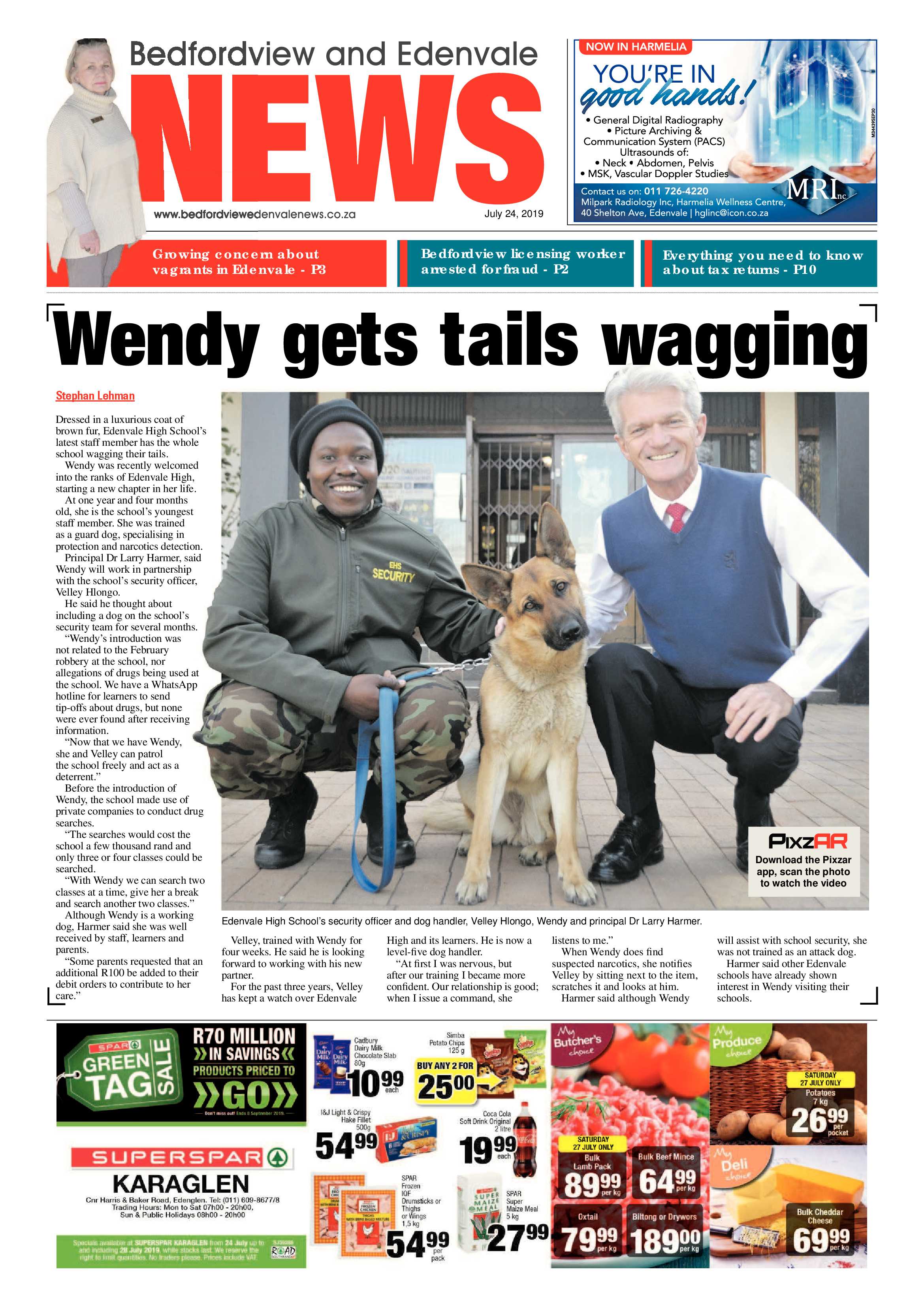 Bedfordview and Edenvale News 24 July 2019 page 1