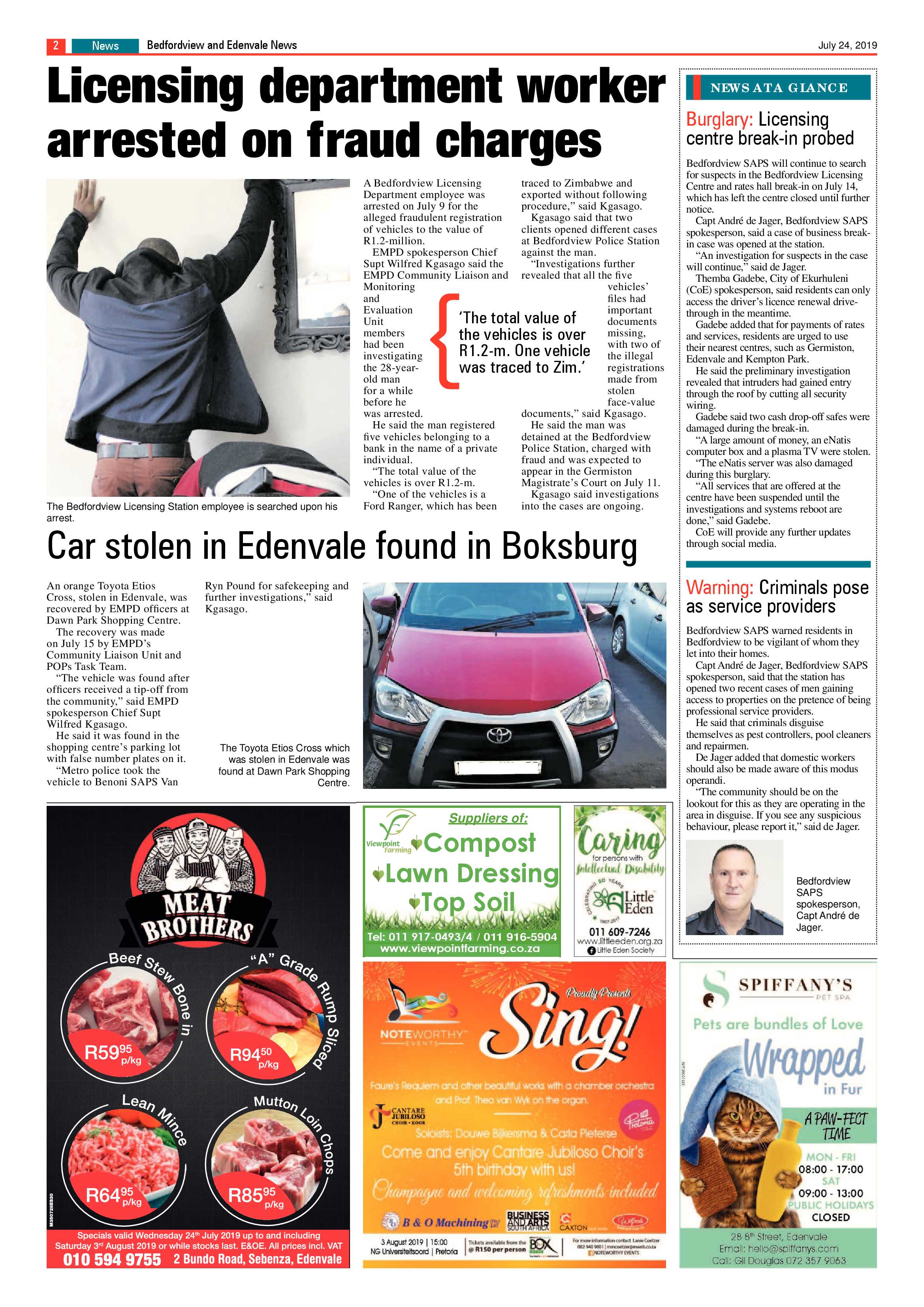 Bedfordview and Edenvale News 24 July 2019 page 2