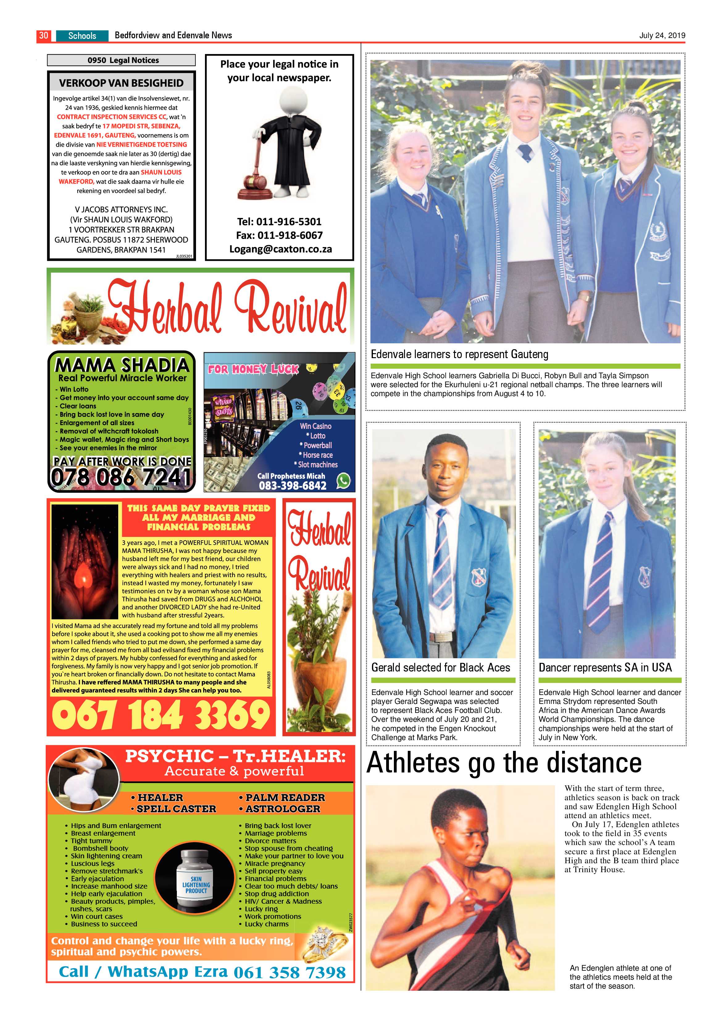 Bedfordview and Edenvale News 24 July 2019 page 30