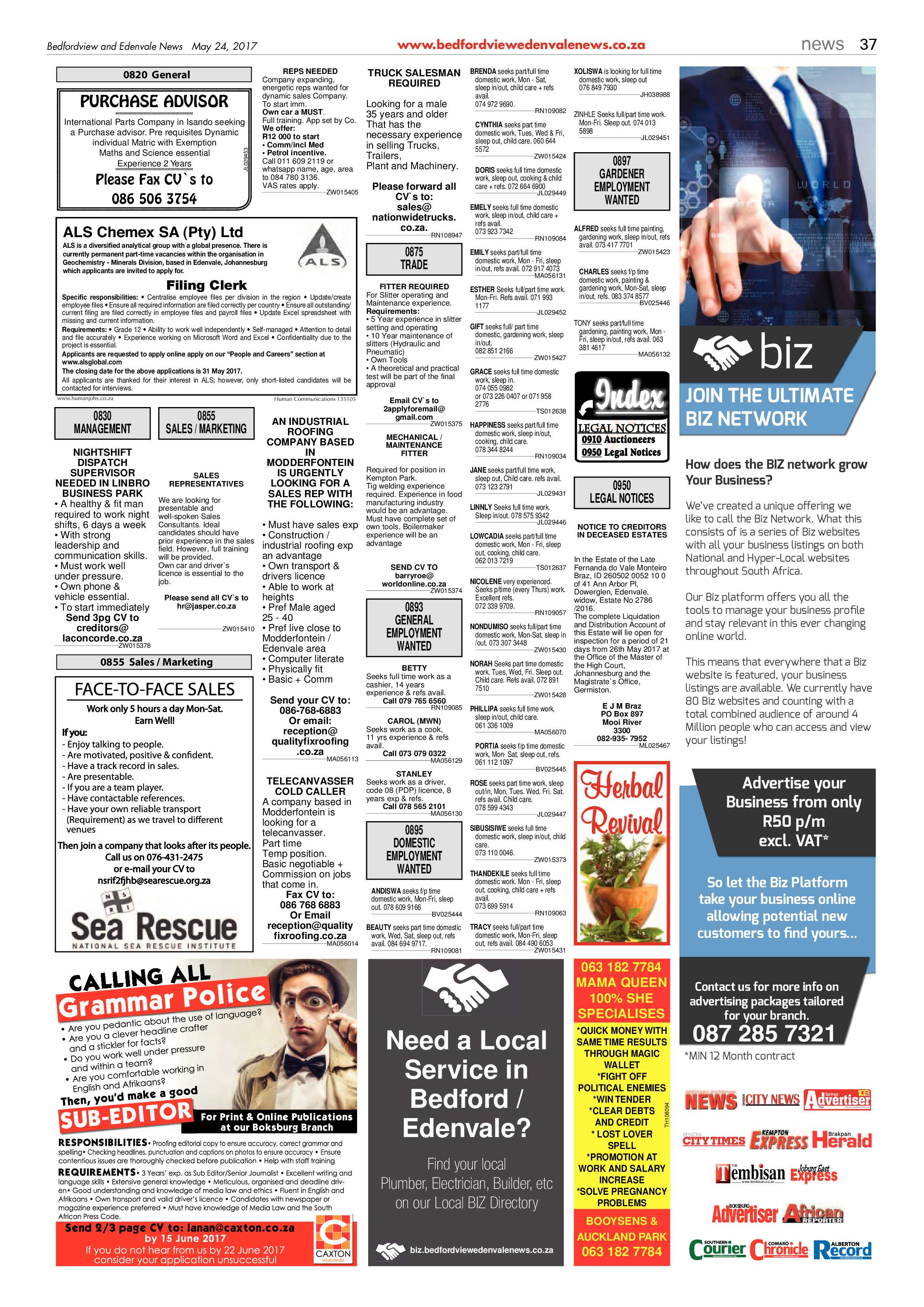 Bedfordview and Edenvale News 24 May 2017 page 37