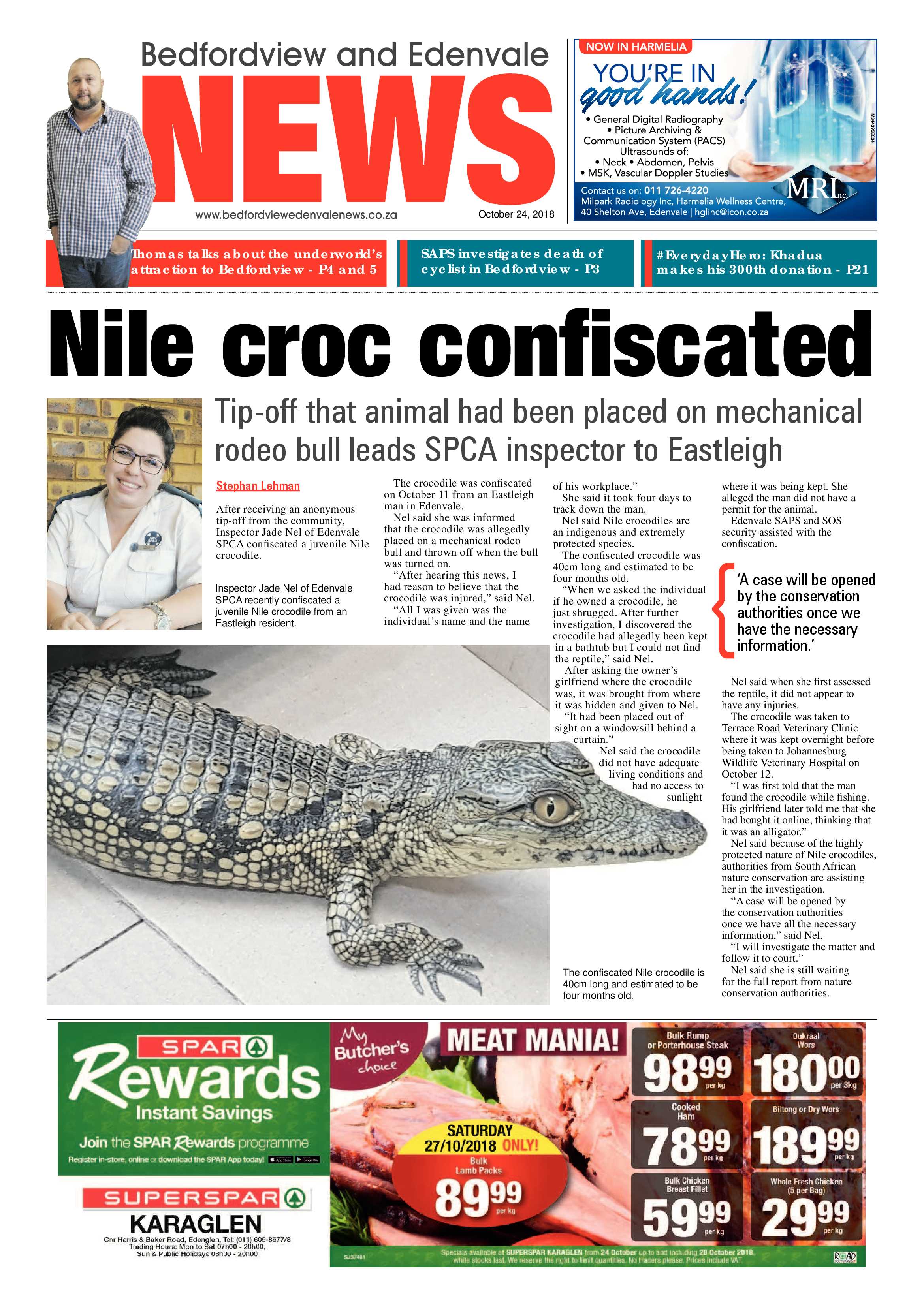 Bedfordview and Edenvale News 24 October 2018 page 1