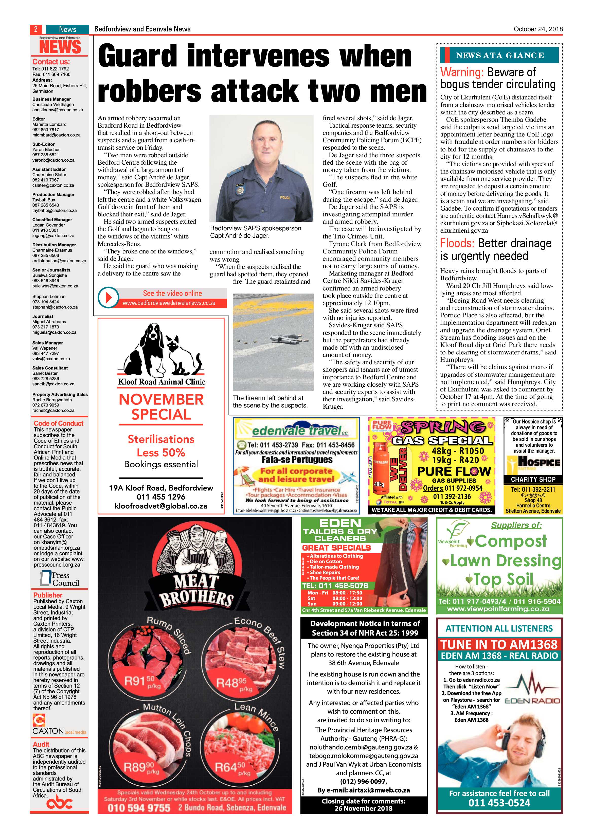 Bedfordview and Edenvale News 24 October 2018 page 2