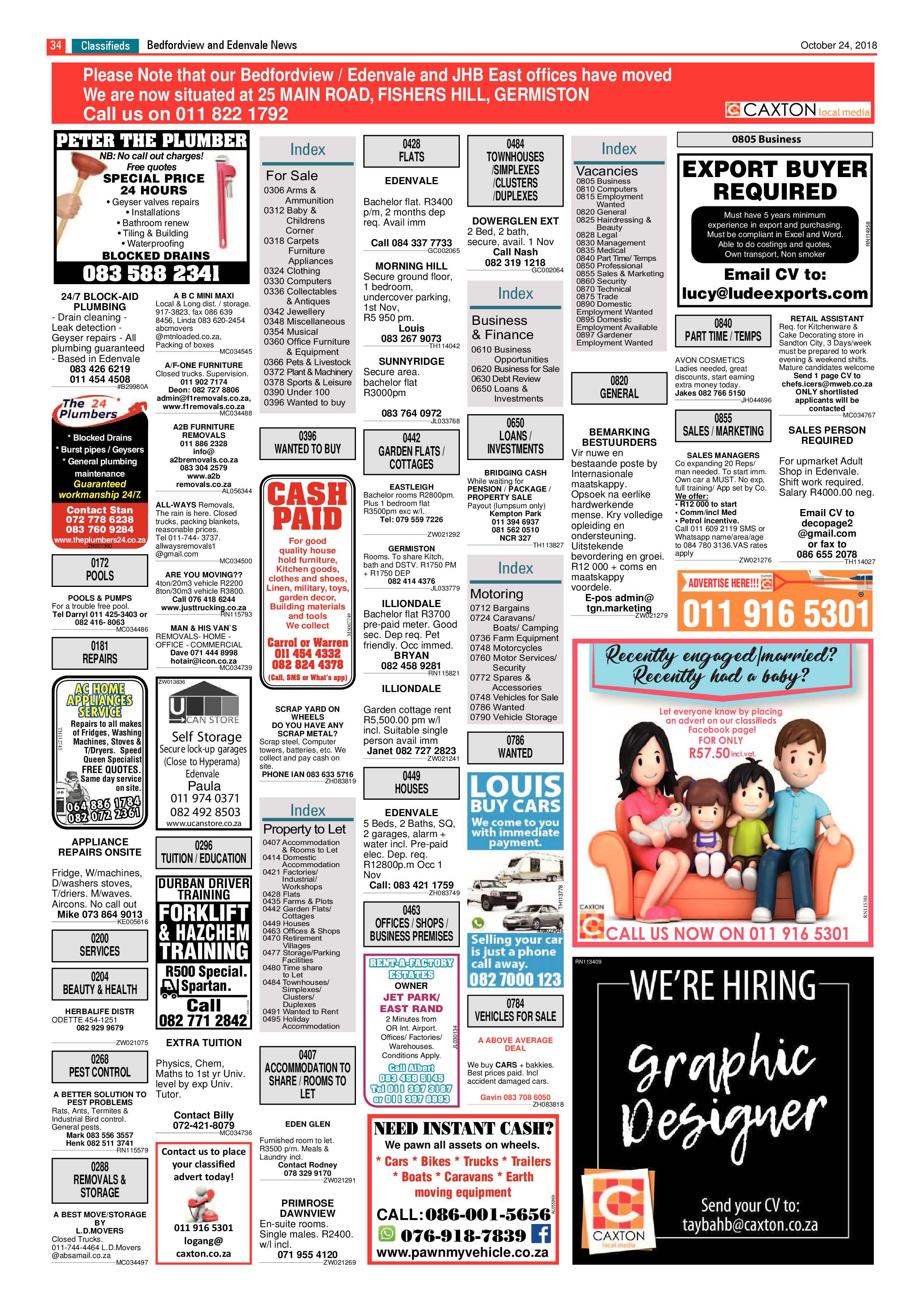 Bedfordview and Edenvale News 24 October 2018 page 34