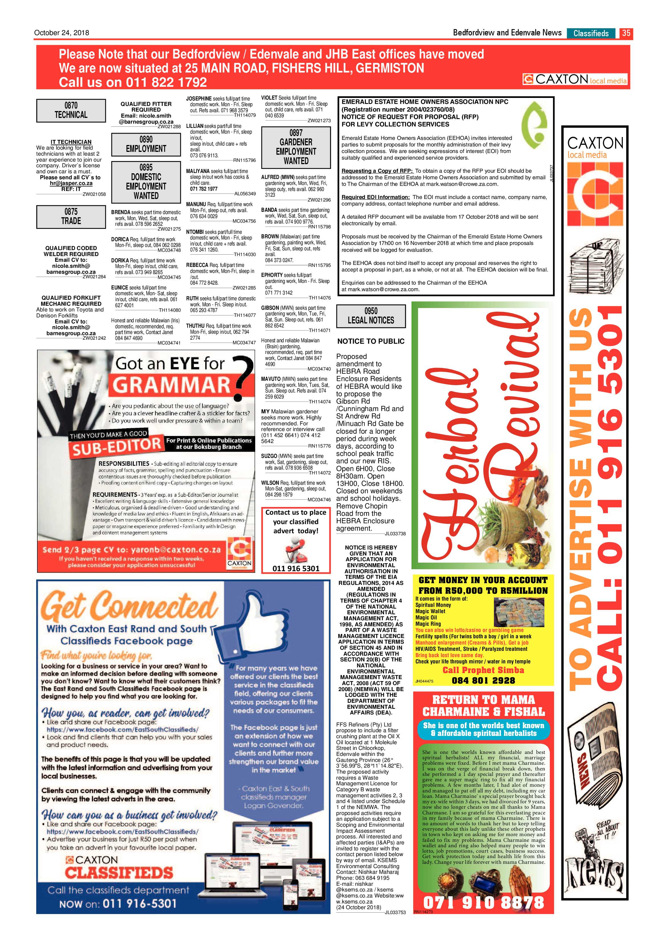 Bedfordview and Edenvale News 24 October 2018 page 35