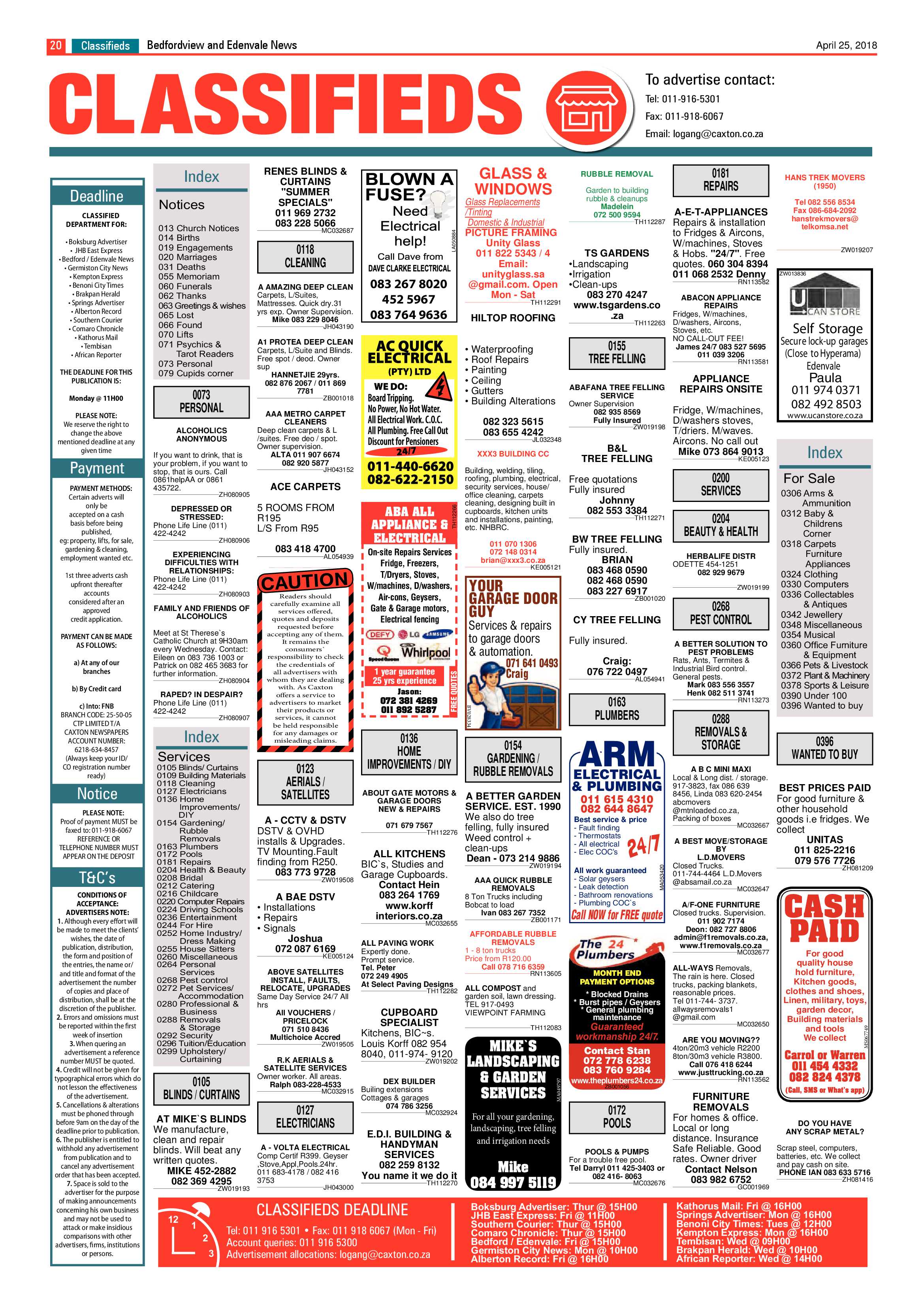 Bedfordview and Edenvale News 25 April 2018 page 20