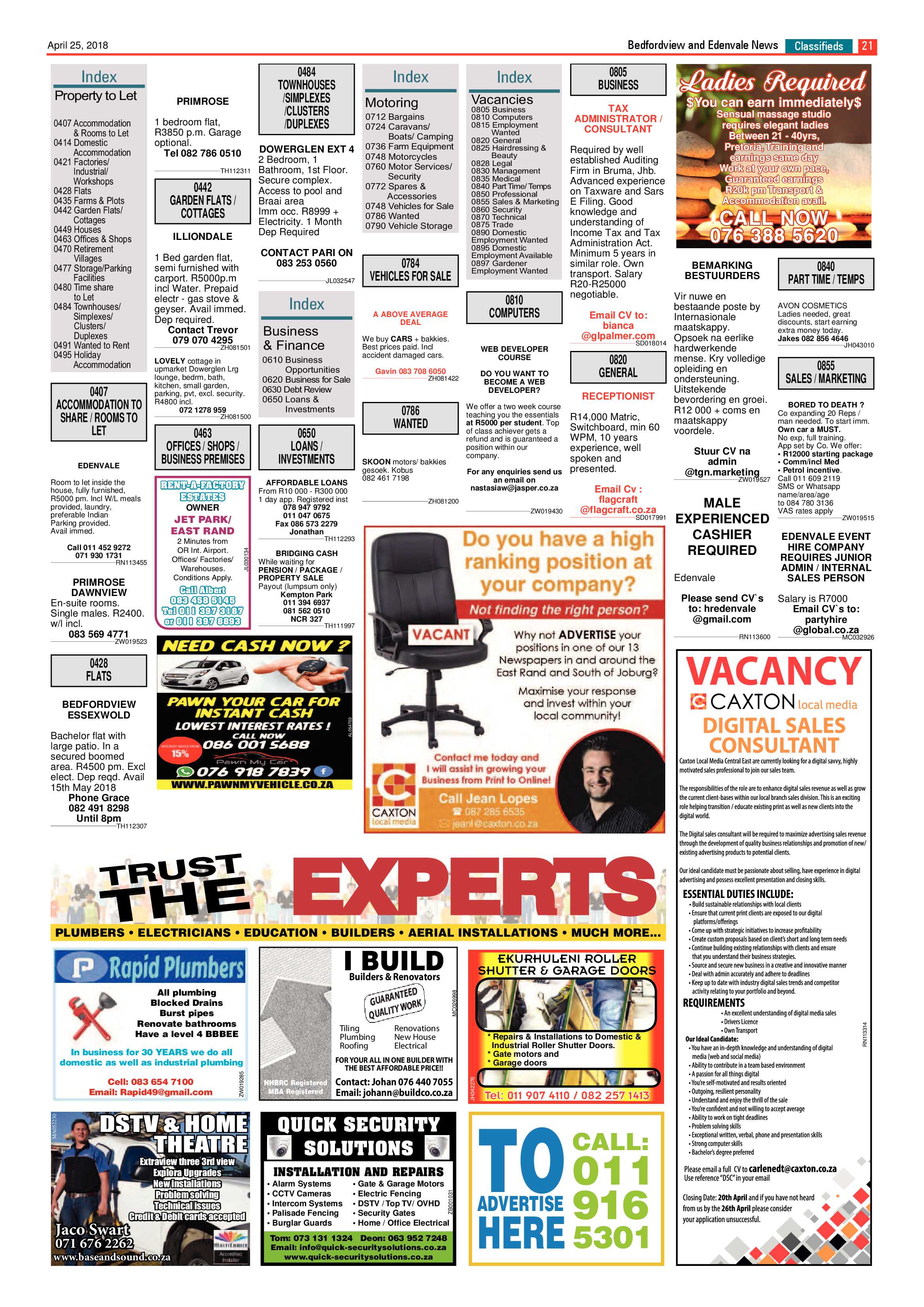 Bedfordview and Edenvale News 25 April 2018 page 21