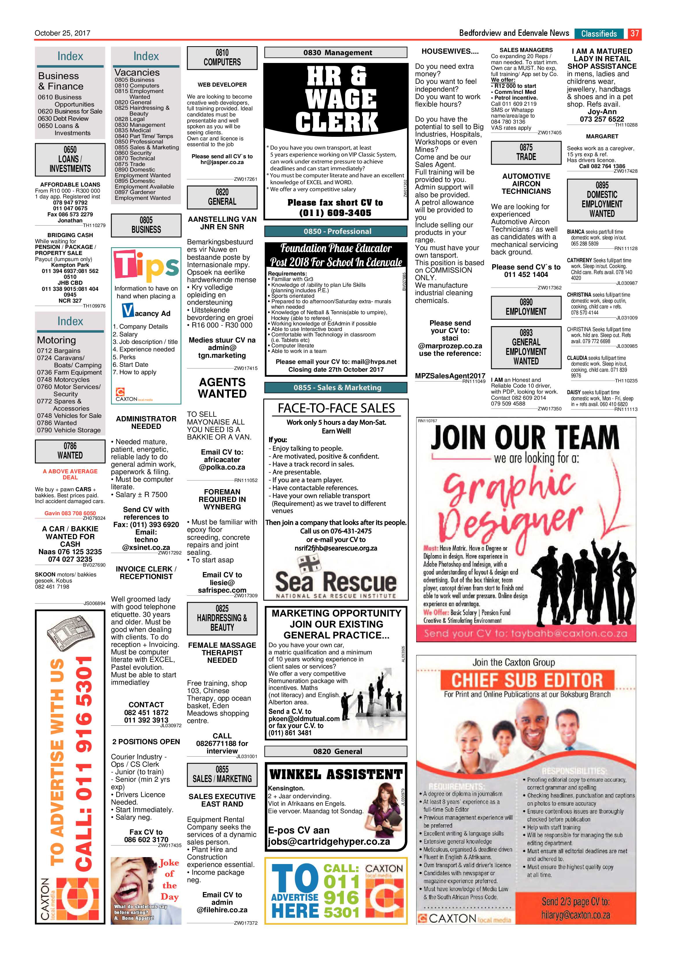 Bedfordview and Edenvale News 25 October 2017 page 37