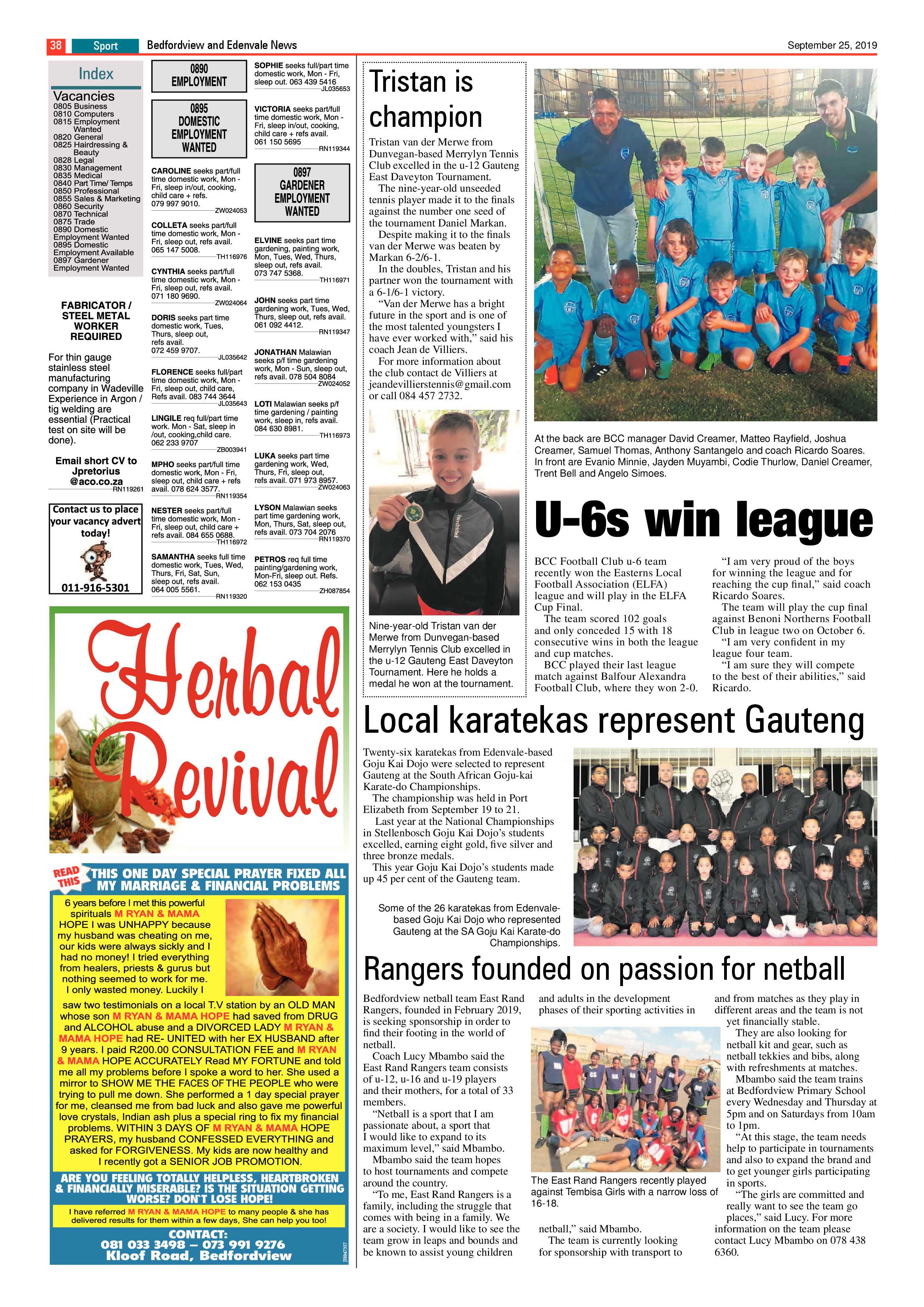 Bedfordview and Edenvale News 25 September 2019 page 39