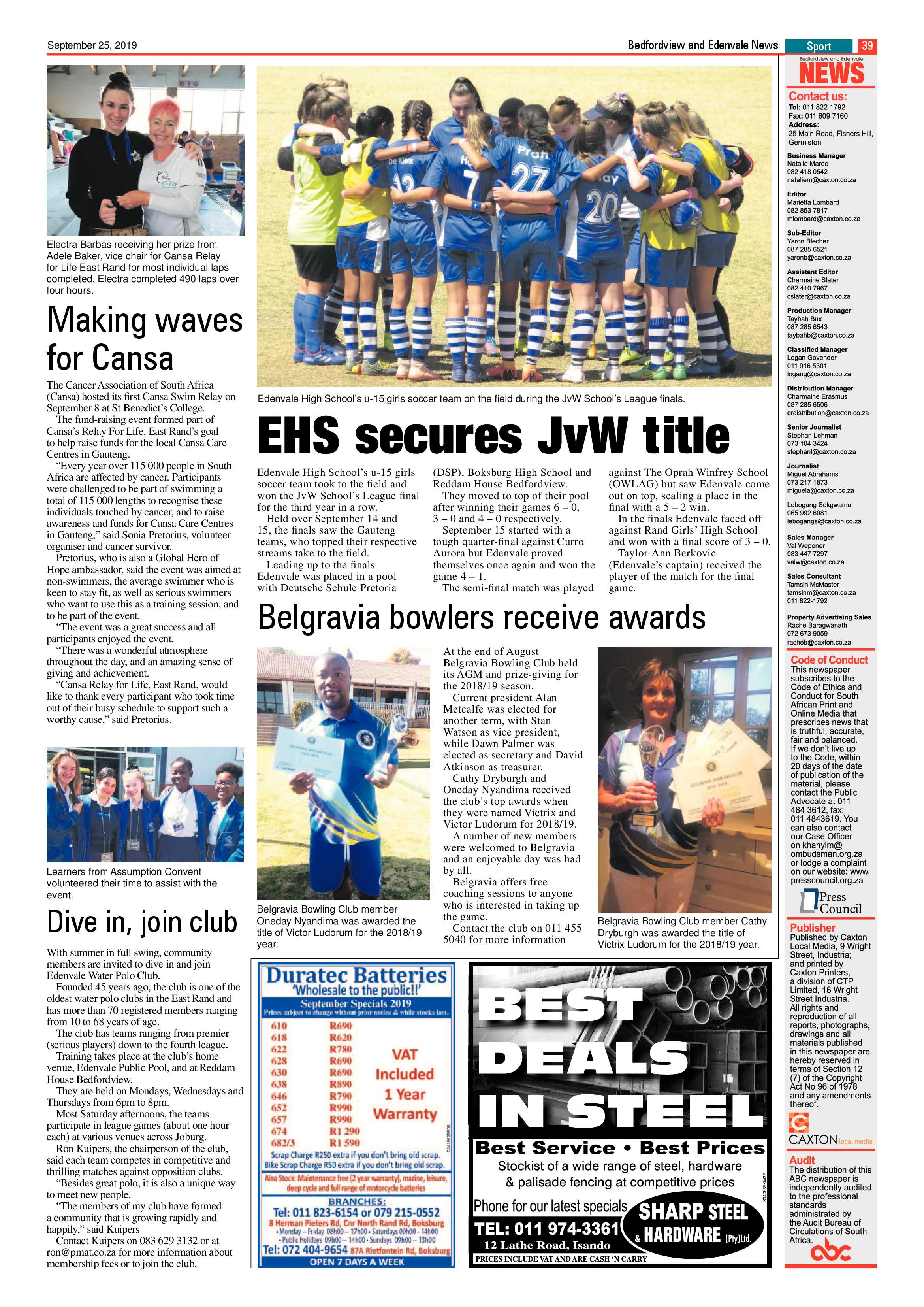 Bedfordview and Edenvale News 25 September 2019 page 40