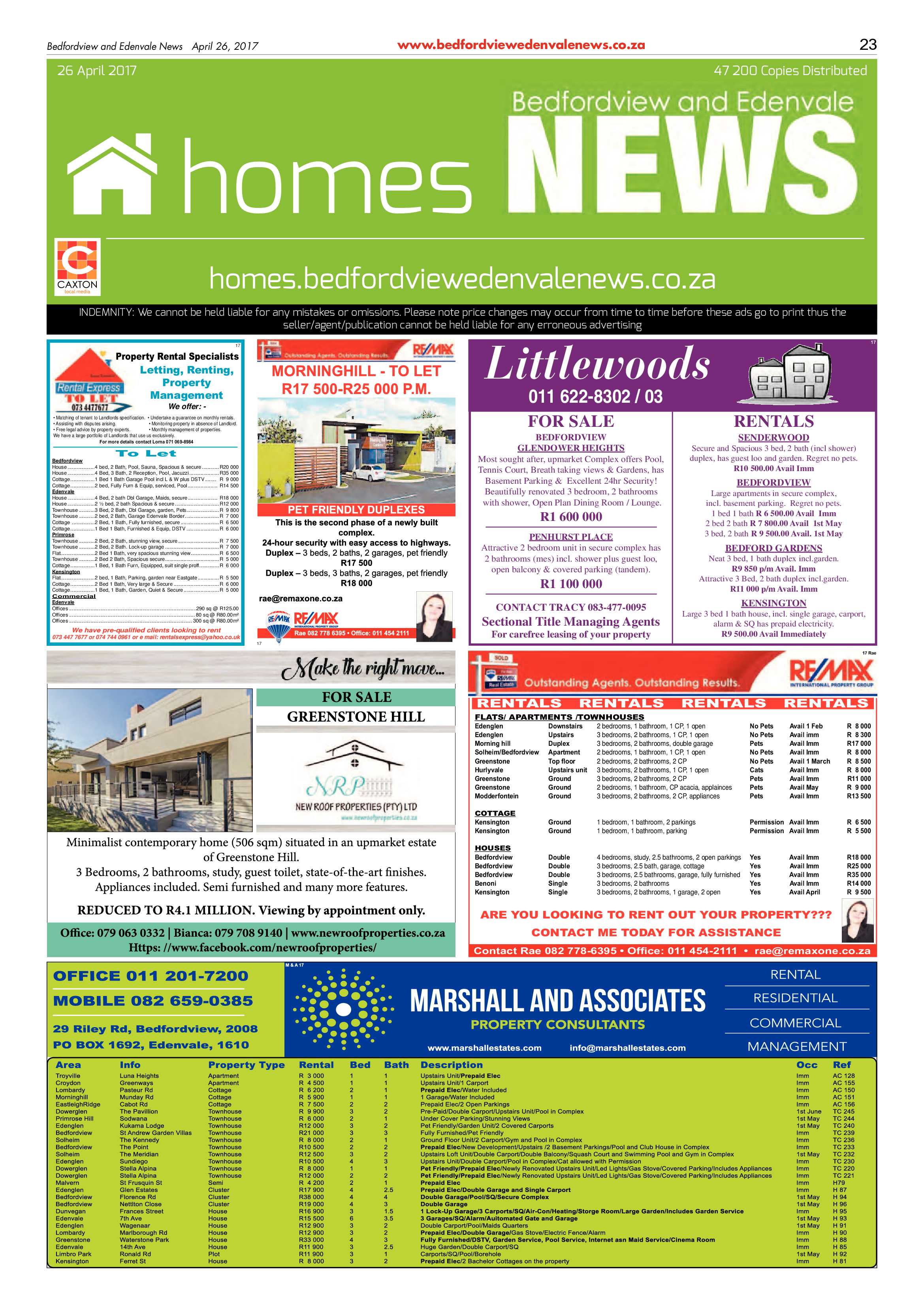 Bedfordview and Edenvale News 26 April 2017 page 23