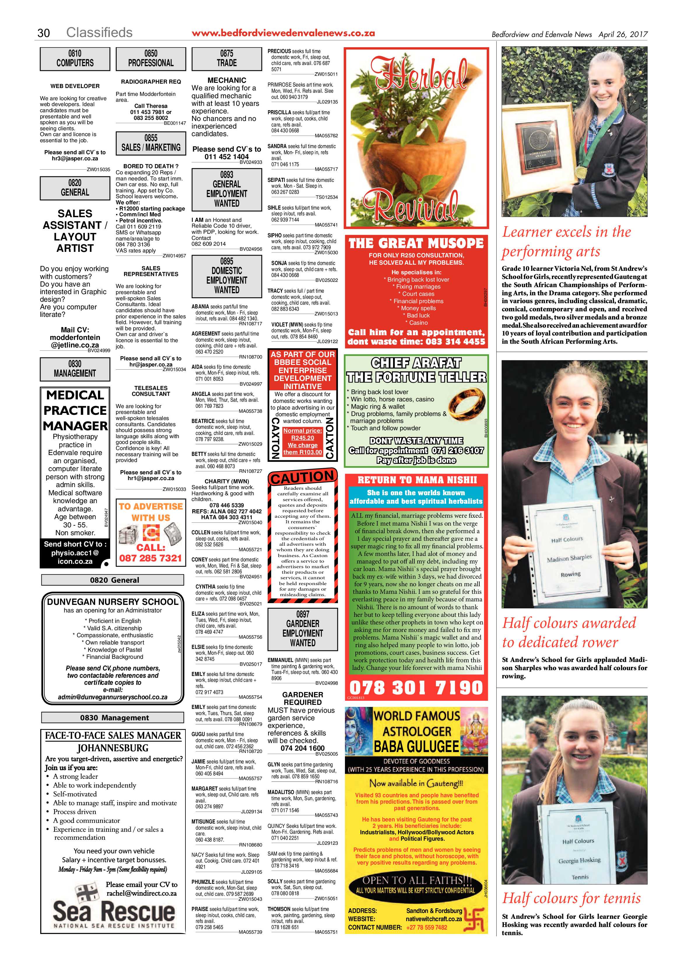Bedfordview and Edenvale News 26 April 2017 page 30